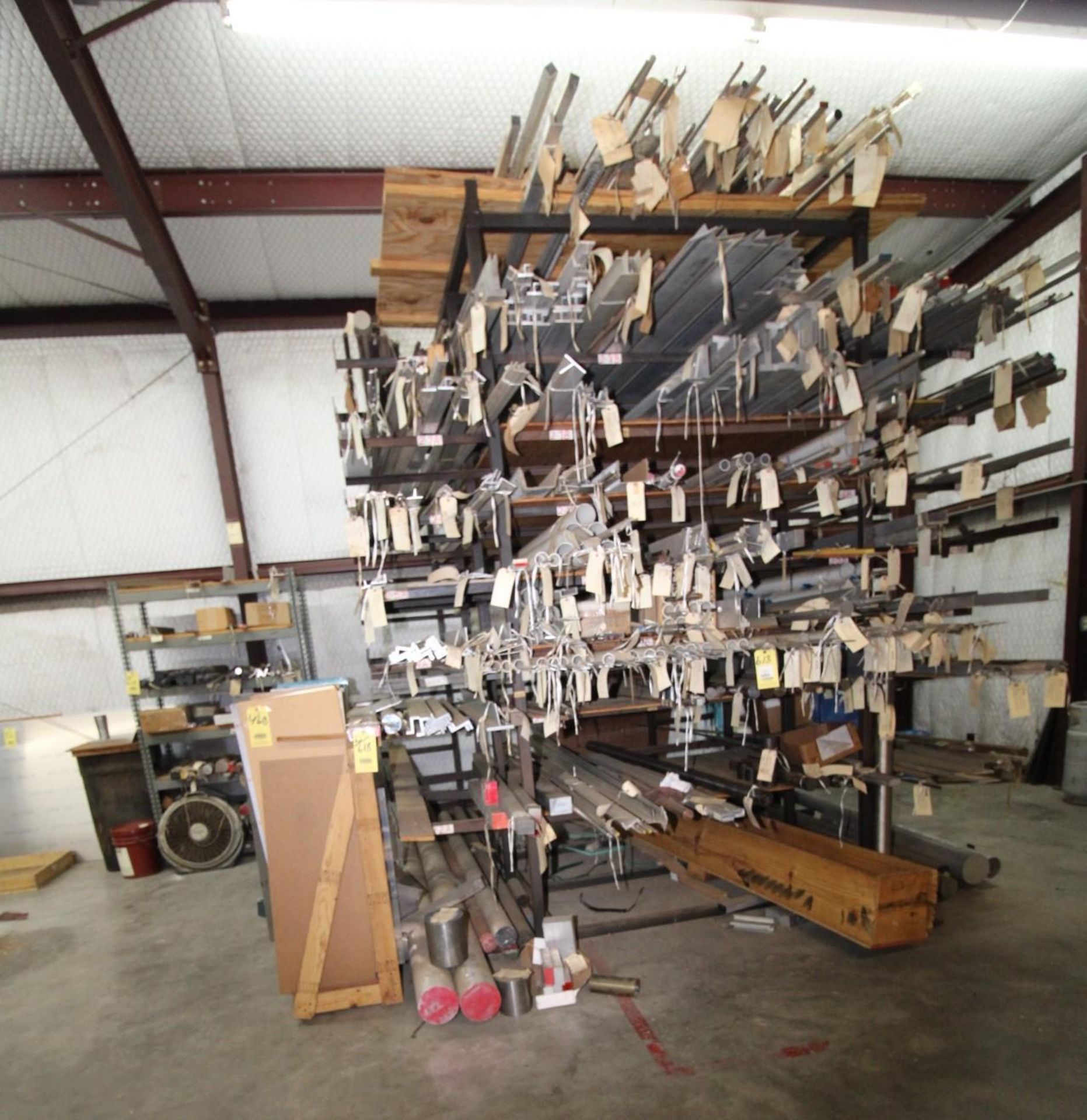 LOT OF ALUMINUM & 17-4 S.S. INVENTORY, W/ DOUBLE CANTILEVER STEEL RACK, 10'W BASE X 10' HT., Sample - Image 2 of 21