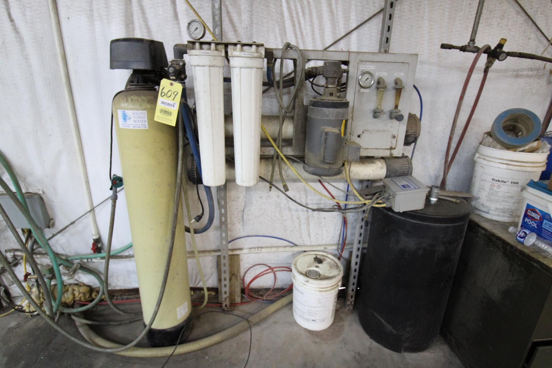 REVERSE OSMOSIS SYSTEM, w/ approx. 275 gal. water tank, filters, water pumps & salt (Located at: Mic - Image 3 of 8