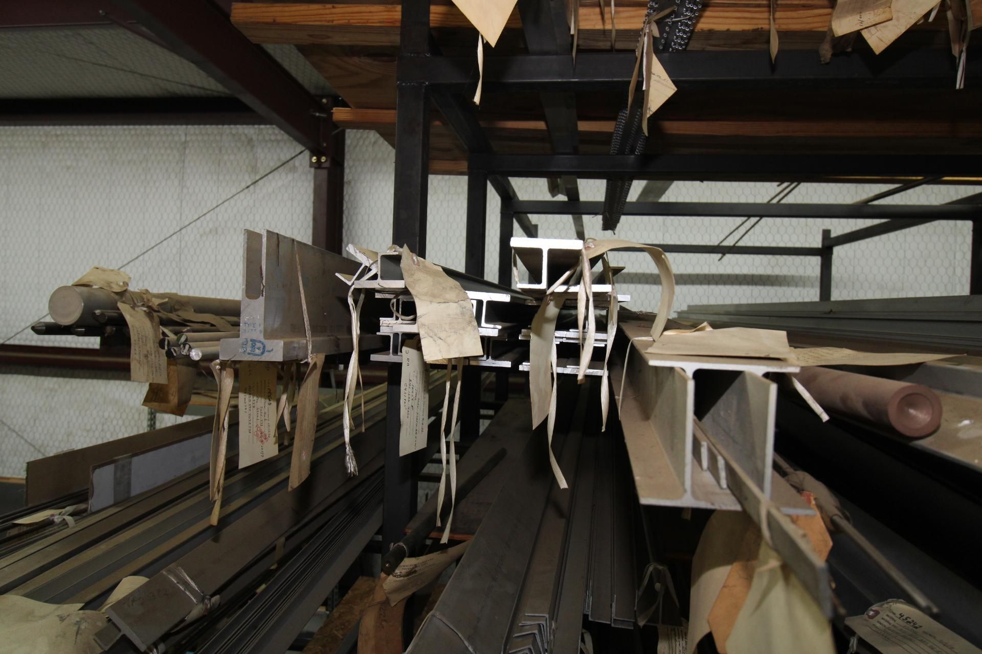 LOT OF ALUMINUM & 17-4 S.S. INVENTORY, W/ DOUBLE CANTILEVER STEEL RACK, 10'W BASE X 10' HT., Sample - Image 16 of 21