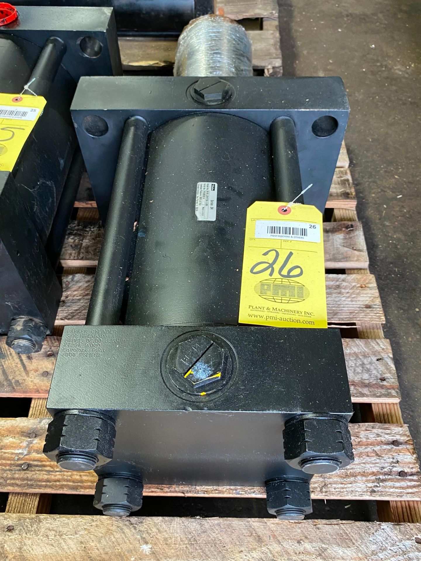 HYDRAULIC PRESS CYLINDER, PARKER MDL. 08.00JJ3HKT29A 9.00, SERIES 3 H, 8" ram x 9 " stroke, 3000 psi