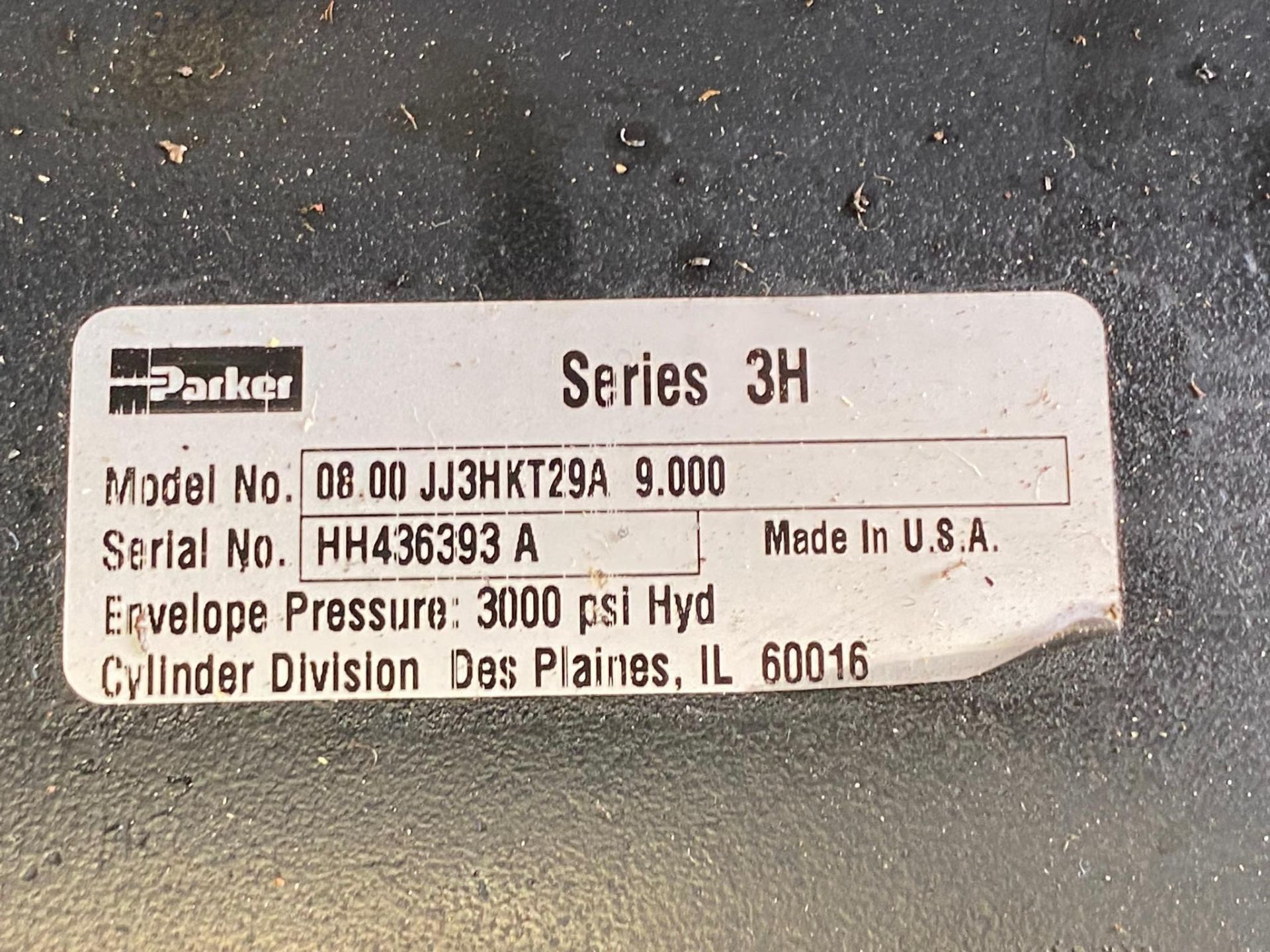 HYDRAULIC PRESS CYLINDER, PARKER MDL. 08.00JJ3HKT29A 9.00, SERIES 3 H, 8" ram x 9 " stroke, 3000 psi - Image 3 of 3