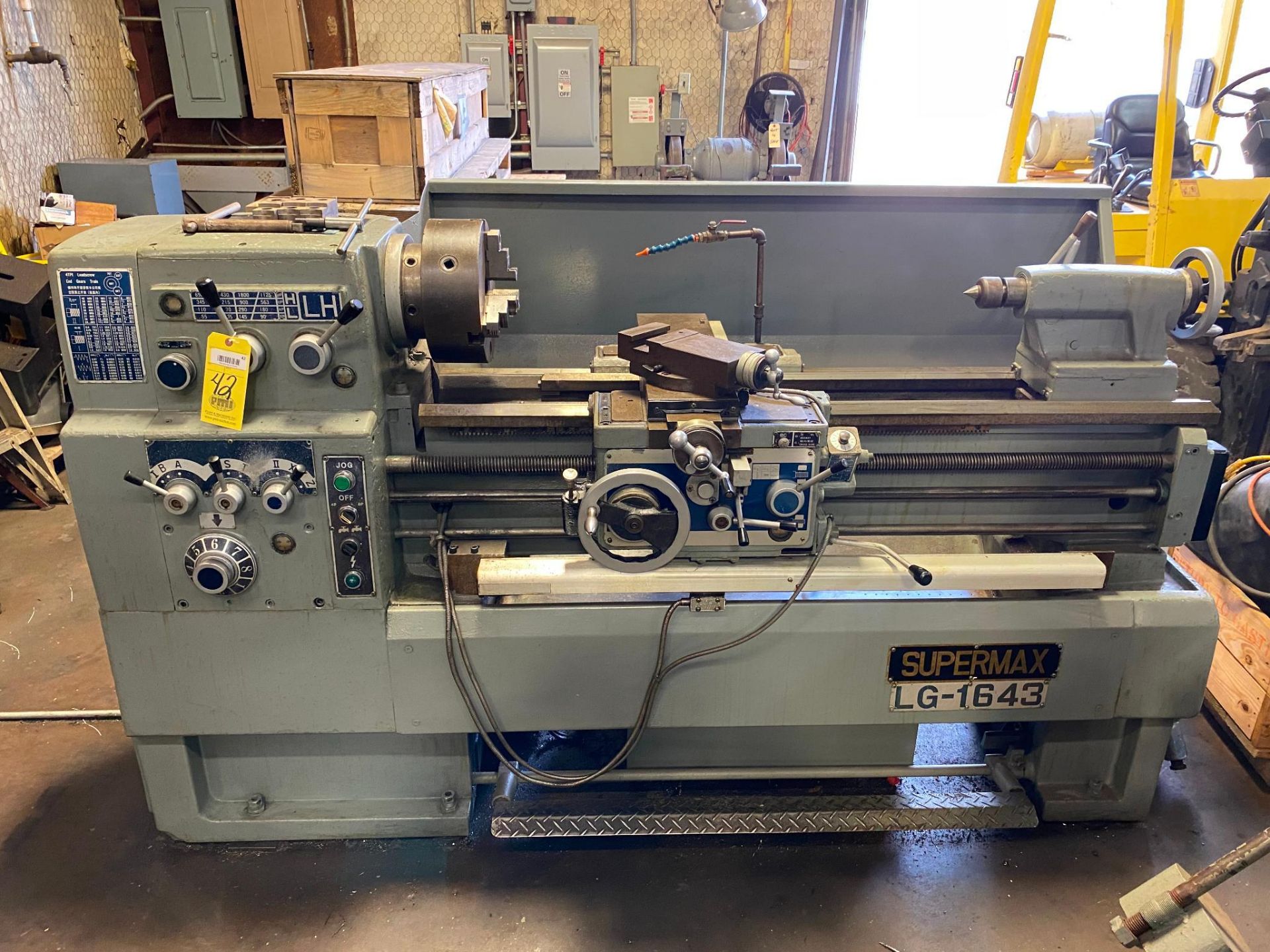 ENGINE LATHE, CHIN HUNG SUPERMAX MDL. LG-1643, 16" swing x 43" btw. centers, 12" 3-jaw chuck, thread