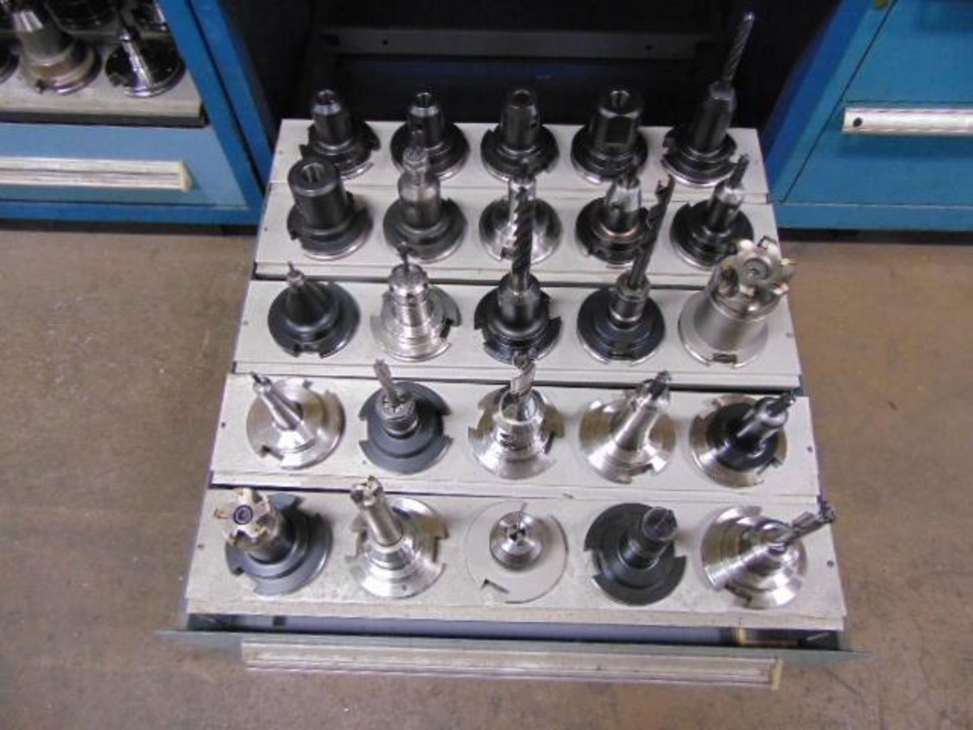 LOT OF CAT-50 TAPER TOOL HOLDERS (50), w/ Stanley Vidmar roller drawer cabinet, assorted - Image 3 of 3