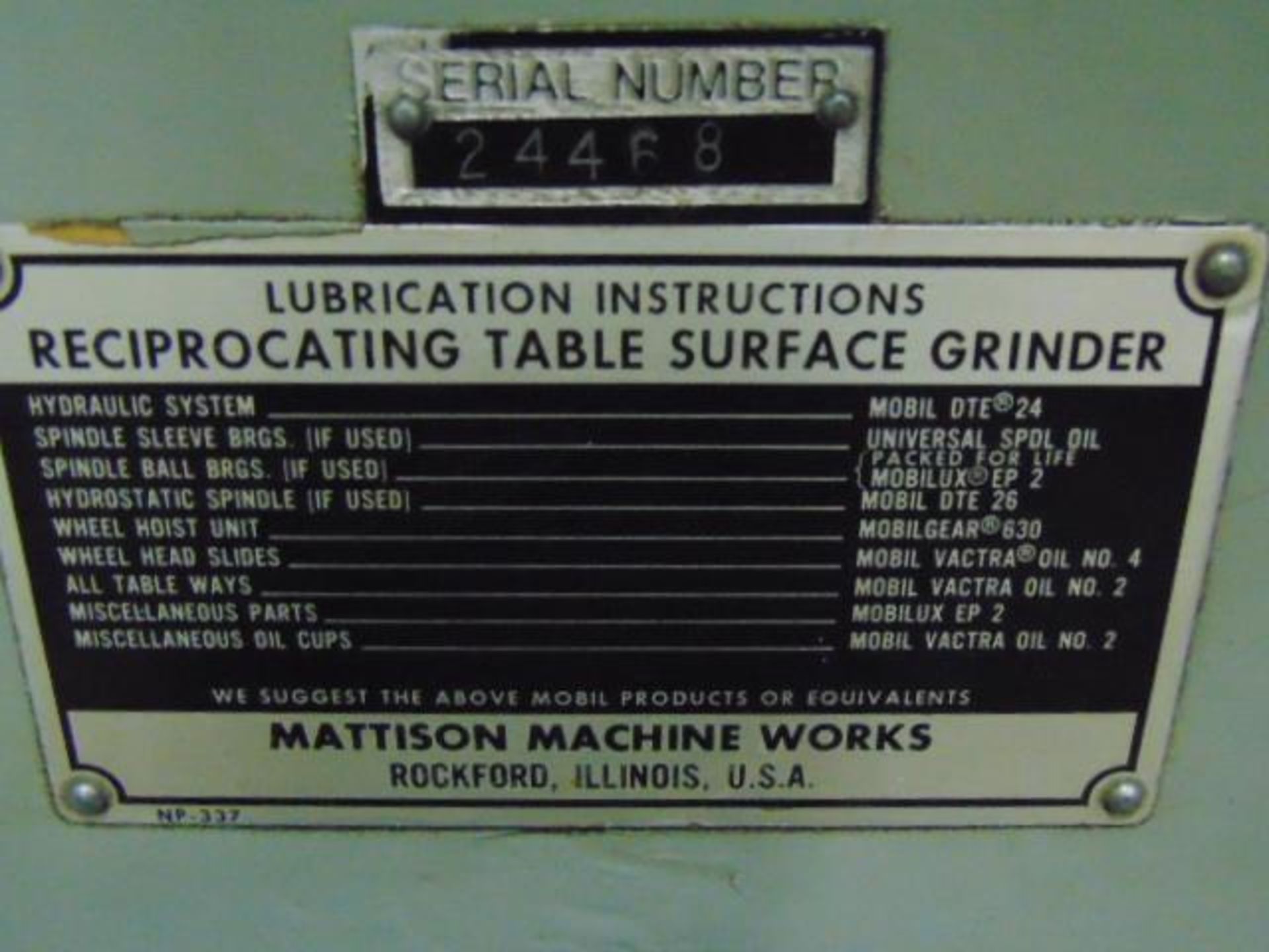SURFACE GRINDER, MATTISON 20" X 48" DIE BLOCK, 20" under new wheel, incremental down feed, "travatro - Image 17 of 17