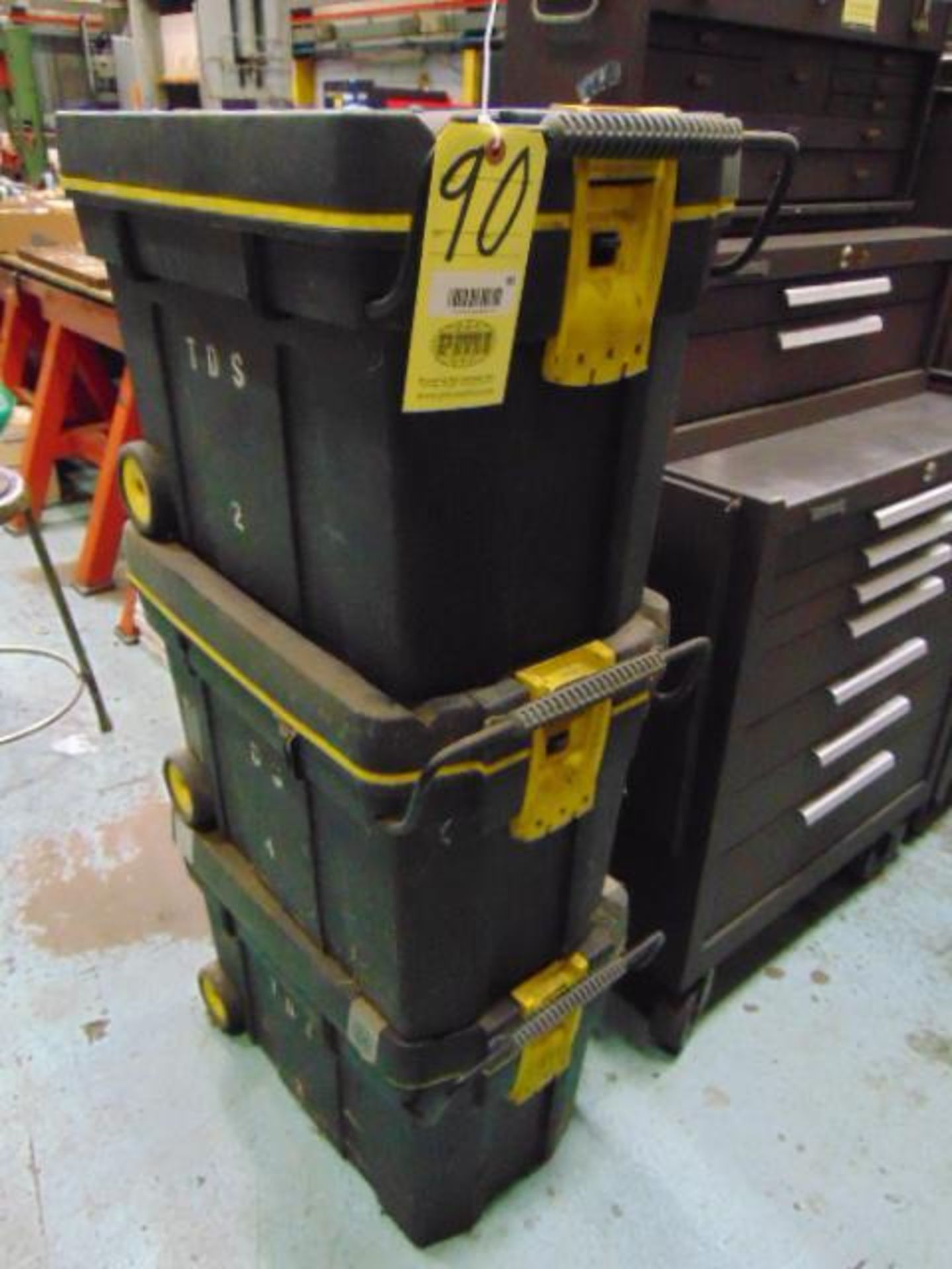 LOT OF ROLL AROUND PLASTIC TOOLBOXES (3), empty