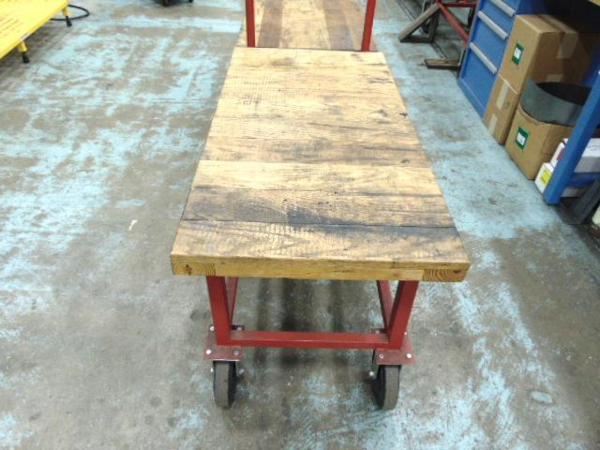 LOT OF WOOD TOP CARTS (5), 4-wheel, 47-1/2" x 23'1/2" x 2" (Note: not to be removed until empty) - Image 3 of 4