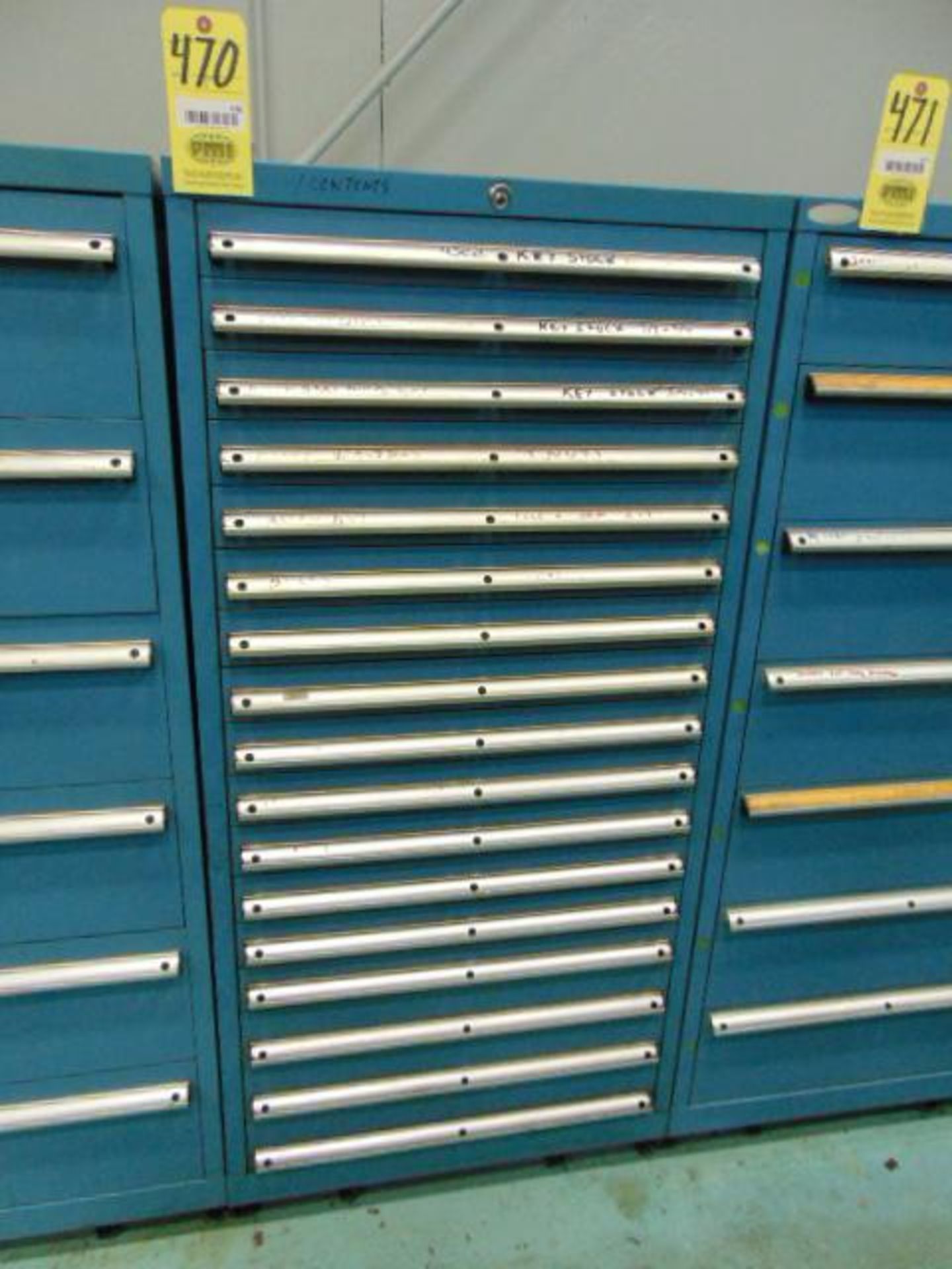 ROLLER DRAWER TOOL STORAGE CABINET, 17-drawer, w/ contents
