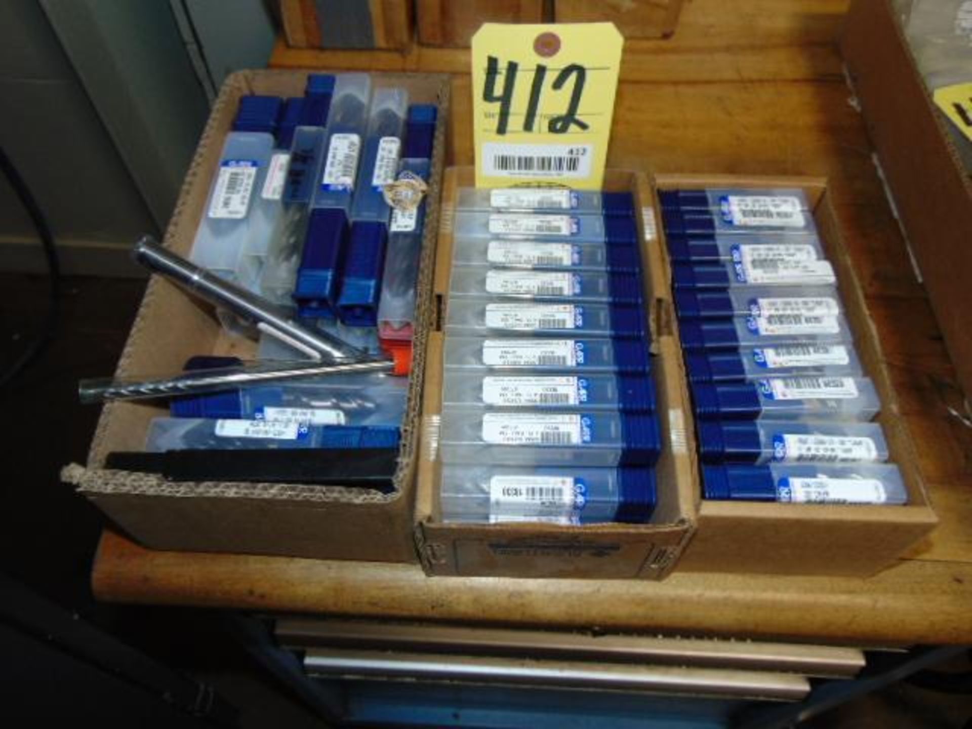 LOT OF CARBIDE END MILLS, new, assorted (in three boxes)