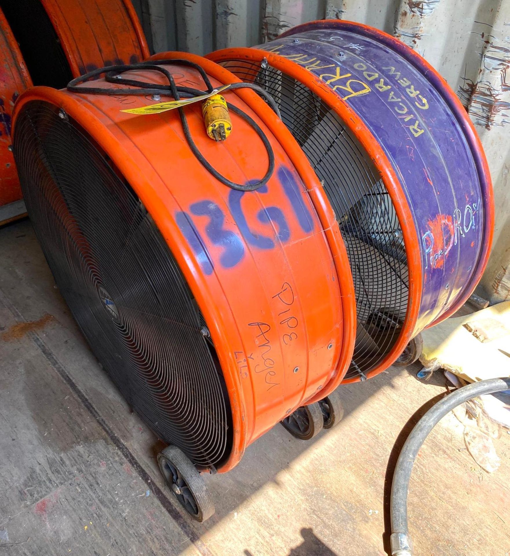 LOT OF DRUM FANS (2), 30" (Note: must be removed by July 7th) (Located at: Tri R Erecting, 26535 FM