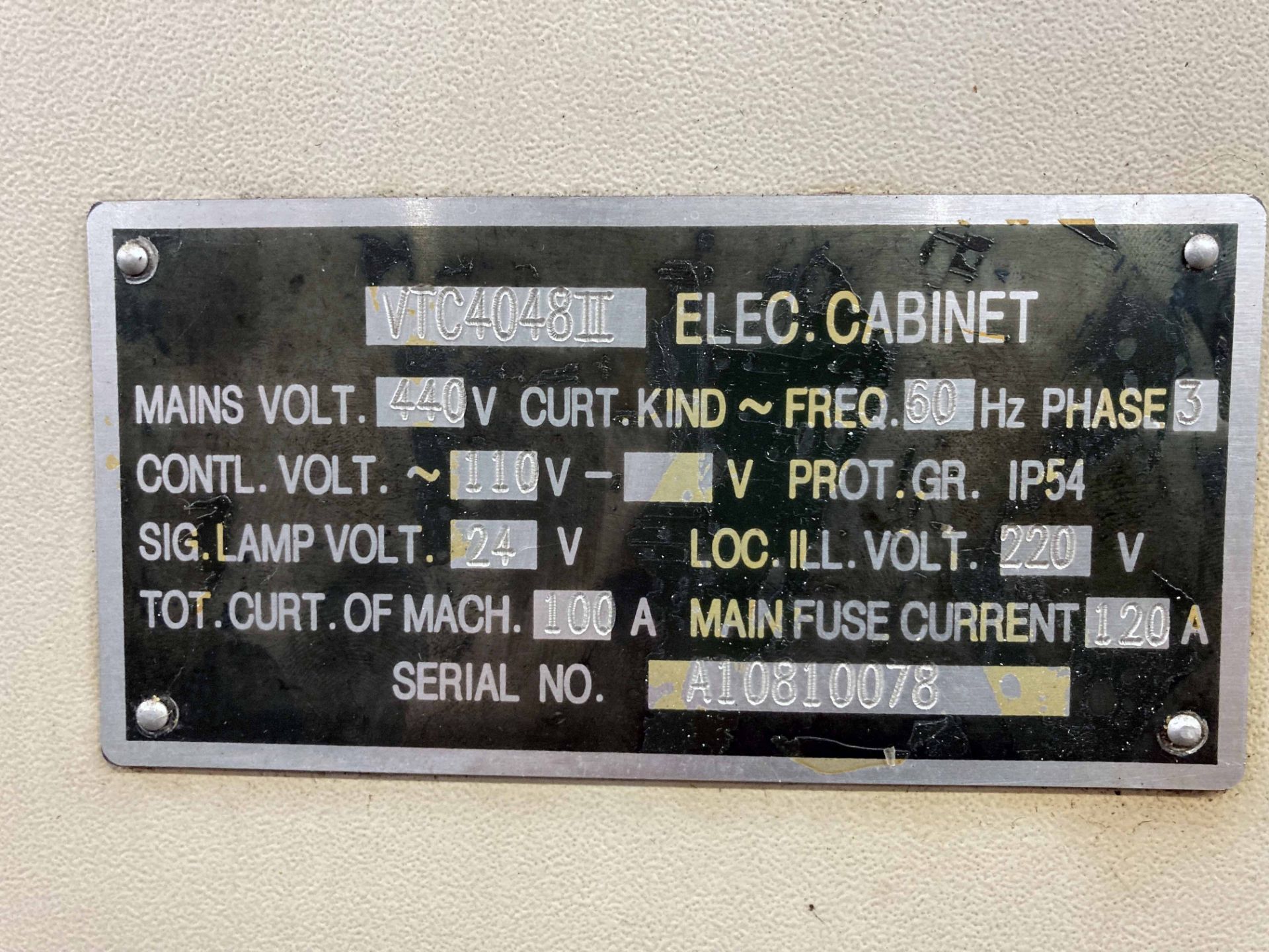 CNC VERTICAL TURNING CENTER, SHENYANG MDL. VTC4048II, Fanuc Oi-TC CNC control, 12” 3-jaw chuck, 8- - Image 9 of 12