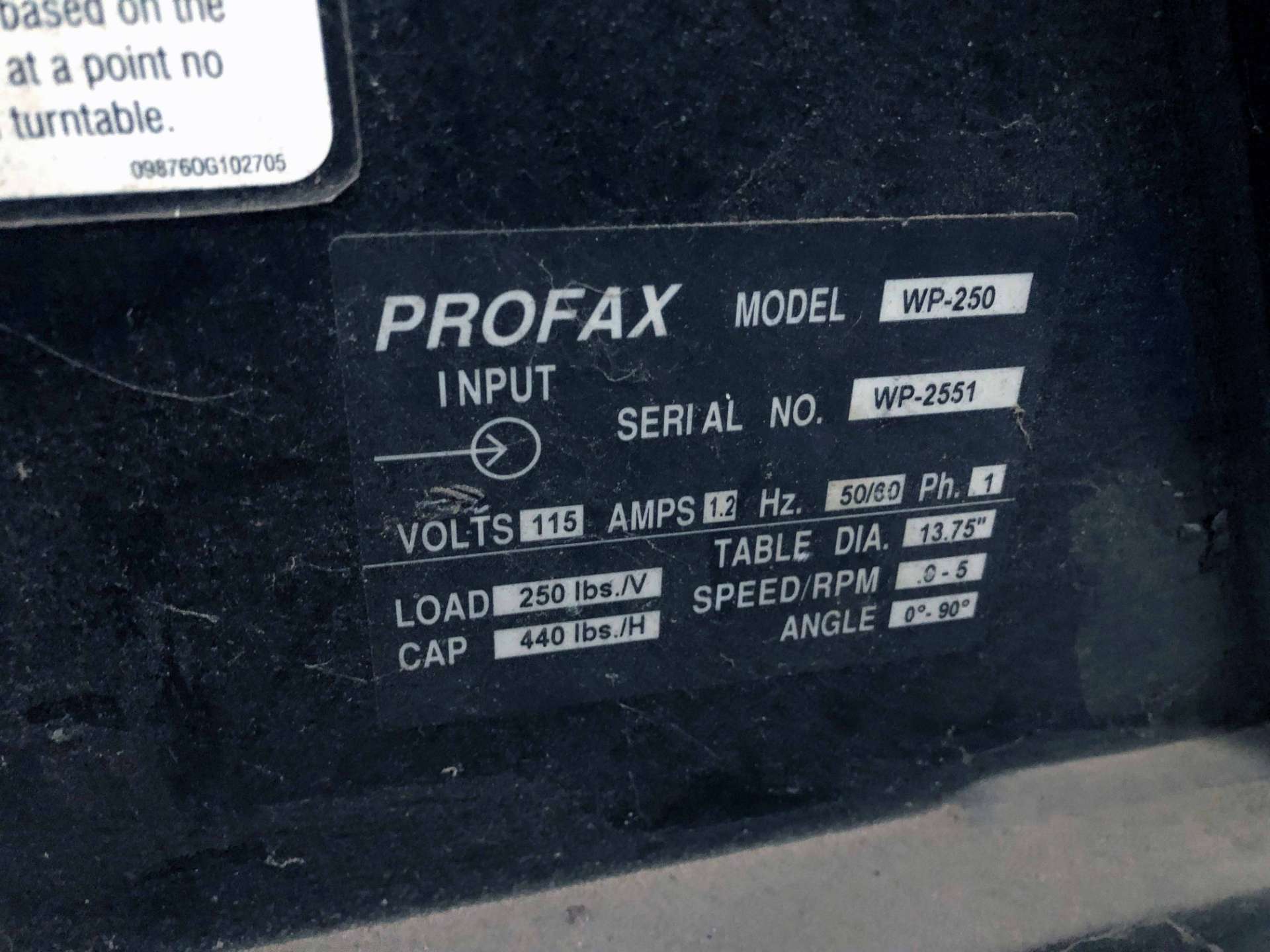 { Choice of lots: 68, 69 } WELDING POSITIONER, PROFAX MDL. WP-250, S/N ...