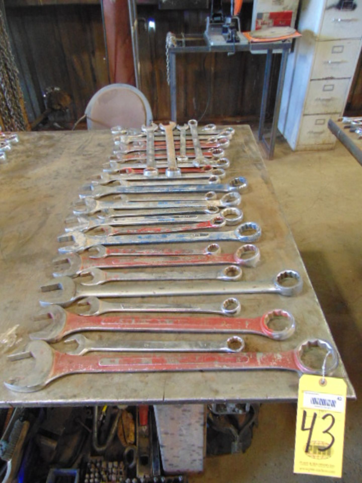 LOT OF WRENCHES, assorted (in one row)