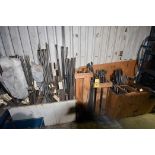 LOT CONSISTING OF: assorted wooden dividers & tension rod (in three spots)