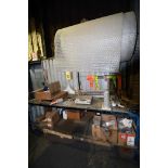 LOT CONSISTING OF: shipping & receiving table, stretch wrap, tape, bags & vise
