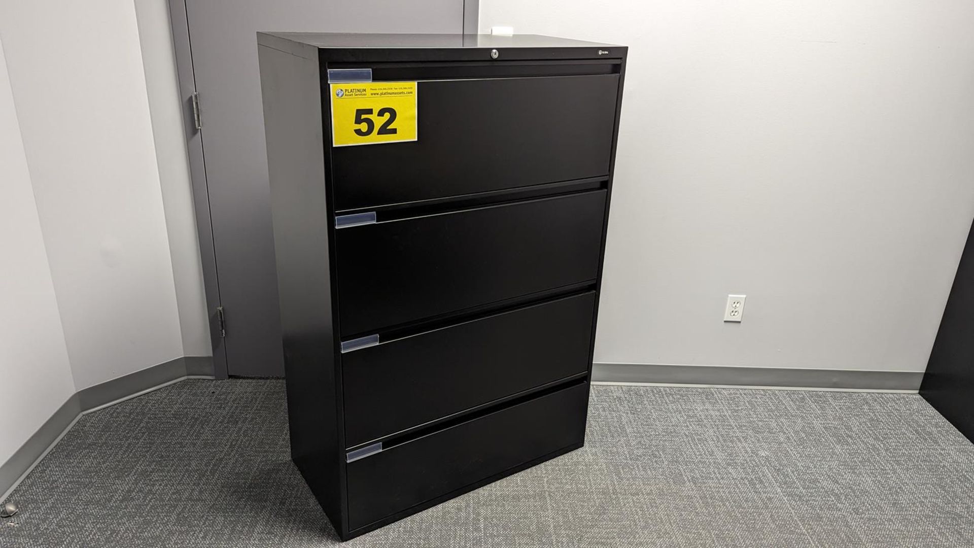 GLOBAL, 4-DRAWER, BLACK, METAL, LATERAL FILING CABINET