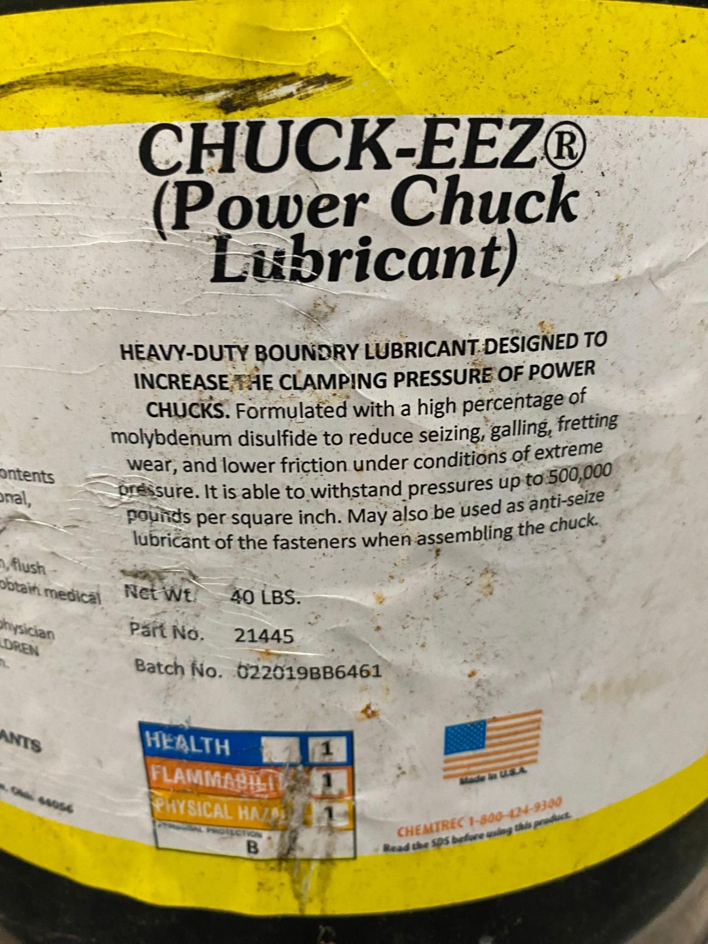 LOT OF POWER CHUCK LUBRICANT, (4) Chuck-eez 5-gal. pails - Image 2 of 3