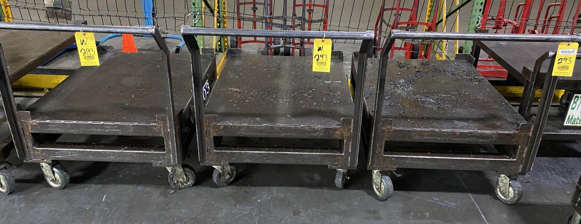 LOT OF HEAVY GAUGE ROLLING MATERIAL TRANSPORT CARTS (3), 33"W. x 43"L. x 18" tall