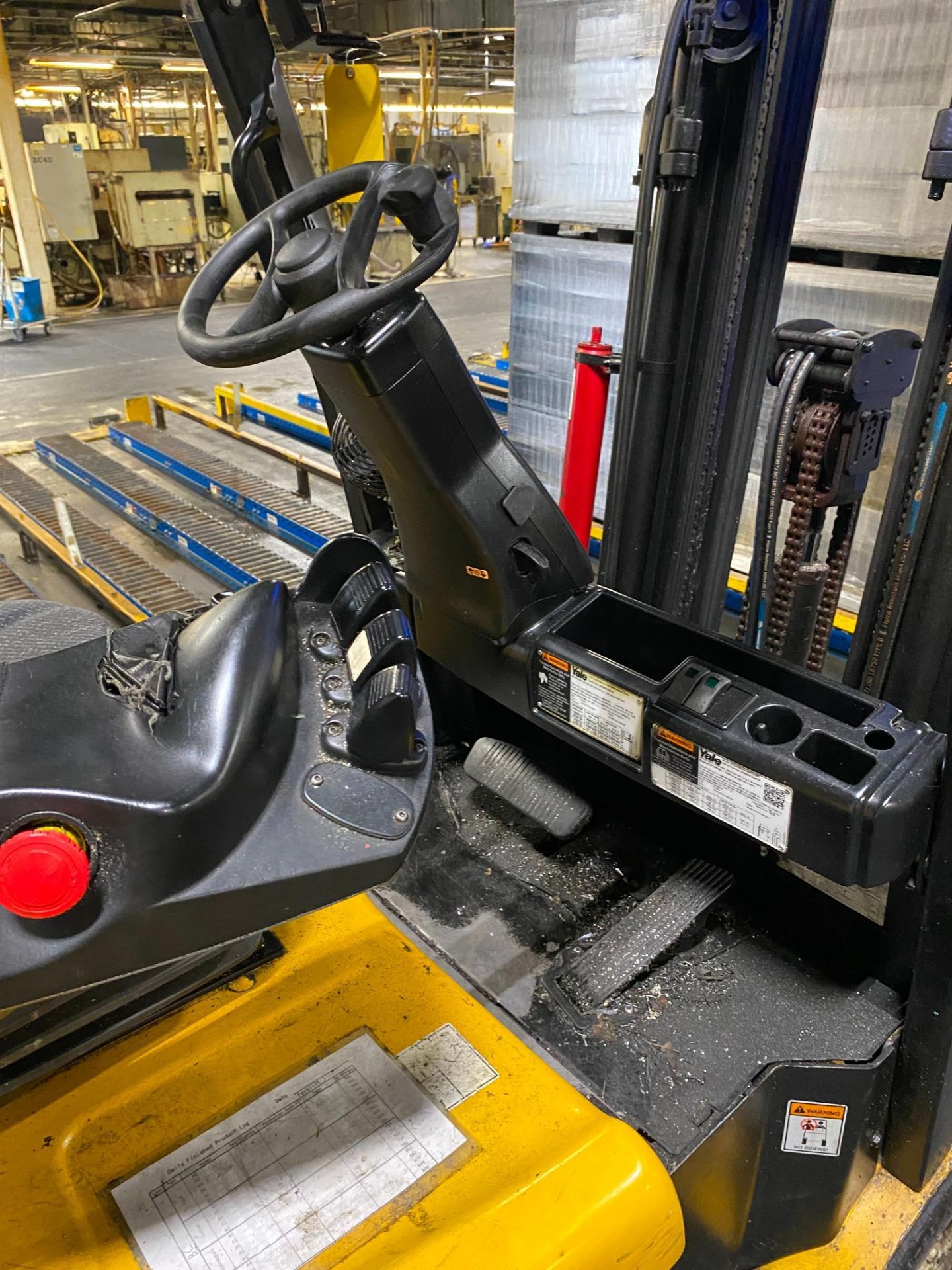 ELECTRIC FORKLIFT, YALE MDL. ERC050VGN48TE085, w/ hydraulic rotator, 500 lb. cap., cushion tires, - Image 10 of 14