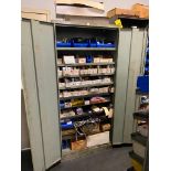 LOT CONSISTING OF: (1) cabinet & (2) pigeon hole cabinets, w/ relays, electrical components, etc.
