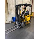 ELECTRIC FORKLIFT, YALE MDL. ERC050GHN36TE084, 3-stage mast, 195" max. height, 3600 lb. cap., 42"
