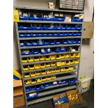 LOT OF SURPLUS INVENTORY: electrical components, etc., w/ shelf