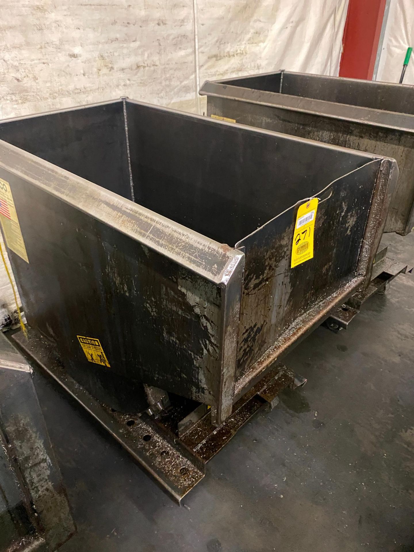 TILTING DUMP HOPPER, 26"W. x 47"L. x 33" dp., rolling