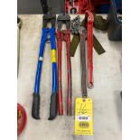 LOT CONSISTING OF: (1) strap wrench, (1) chain tong & (1) bolt cutter