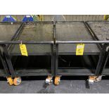 LOT OF HEAVY GAUGE ROLLING MATERIAL TRANSPORT CARTS (2), double shelf, 26"W. x 49"L. x 26" tall