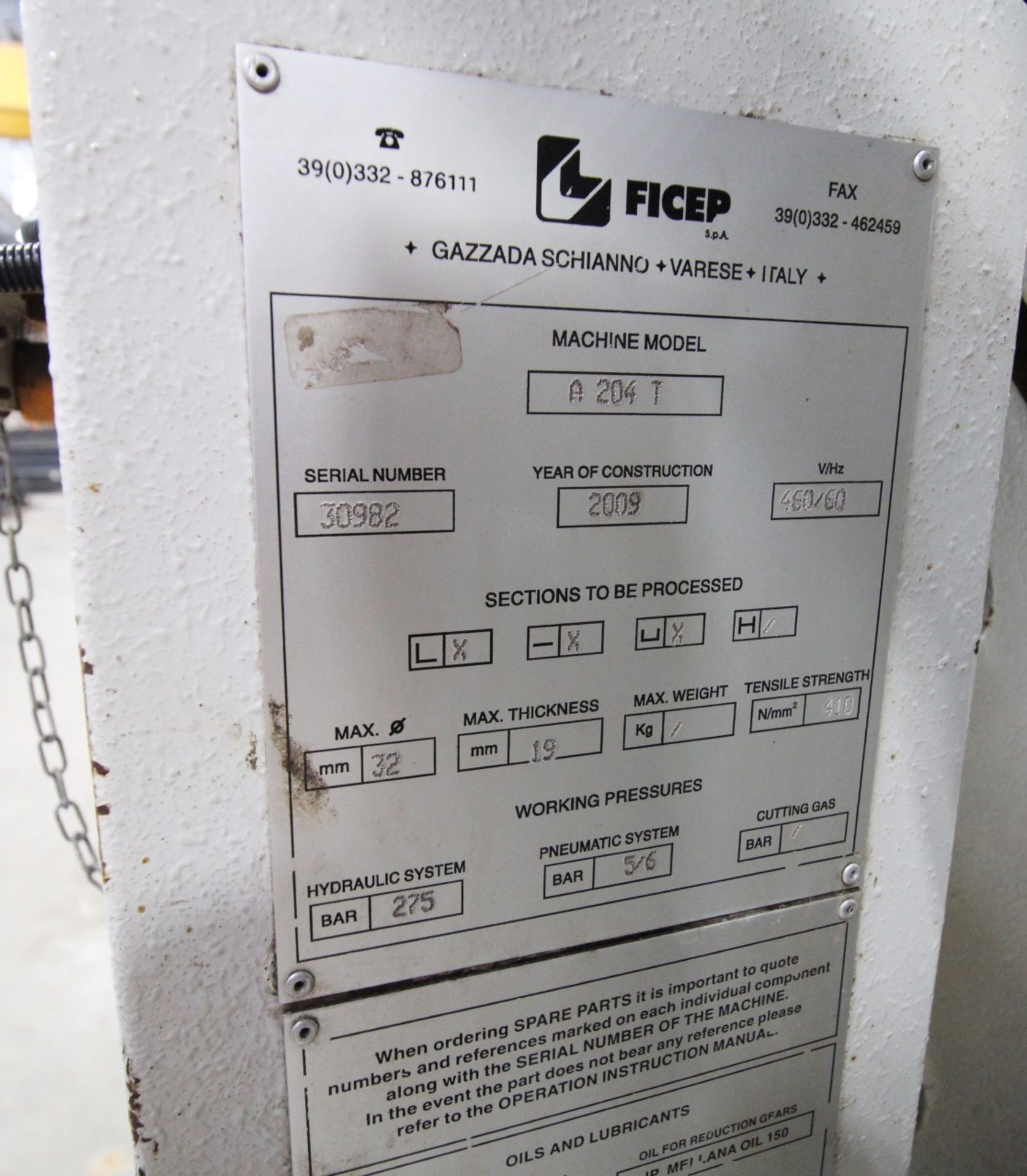 ANGLE PUNCH AND SHEAR LINE, FICEP A204-T, new 2009, 8" x 8" x 1", (2) Punch Per Leg, Max. Speed of A - Image 21 of 21