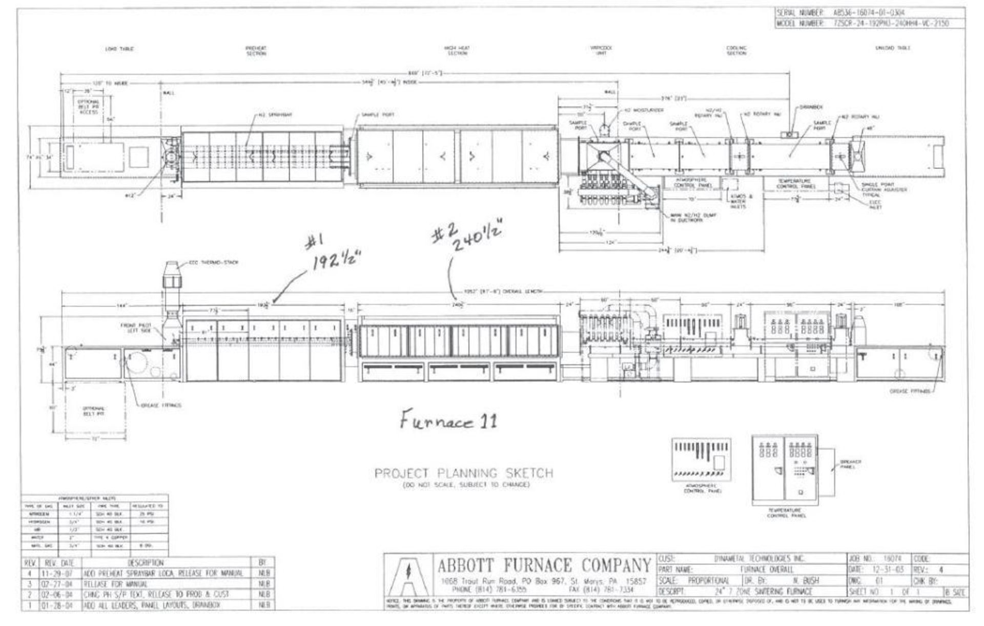 Abbott Electric Belt Sintering Furnace, Model 7ZSCR-24-192PH3-240HH4-VC-2150, 24" Belt, 192" Hot Zon - Image 22 of 22