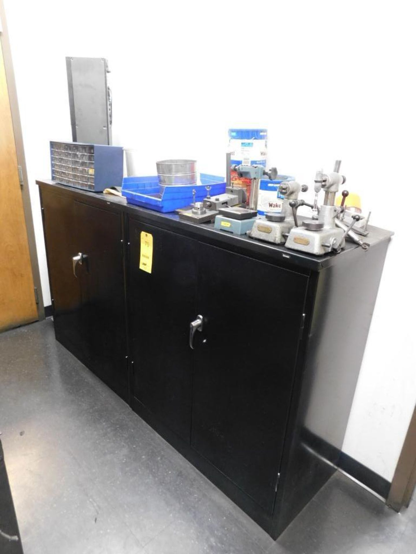 LOT: Cabinet w/Assorted Contents of Indicator Stands, Fixtures, etc.