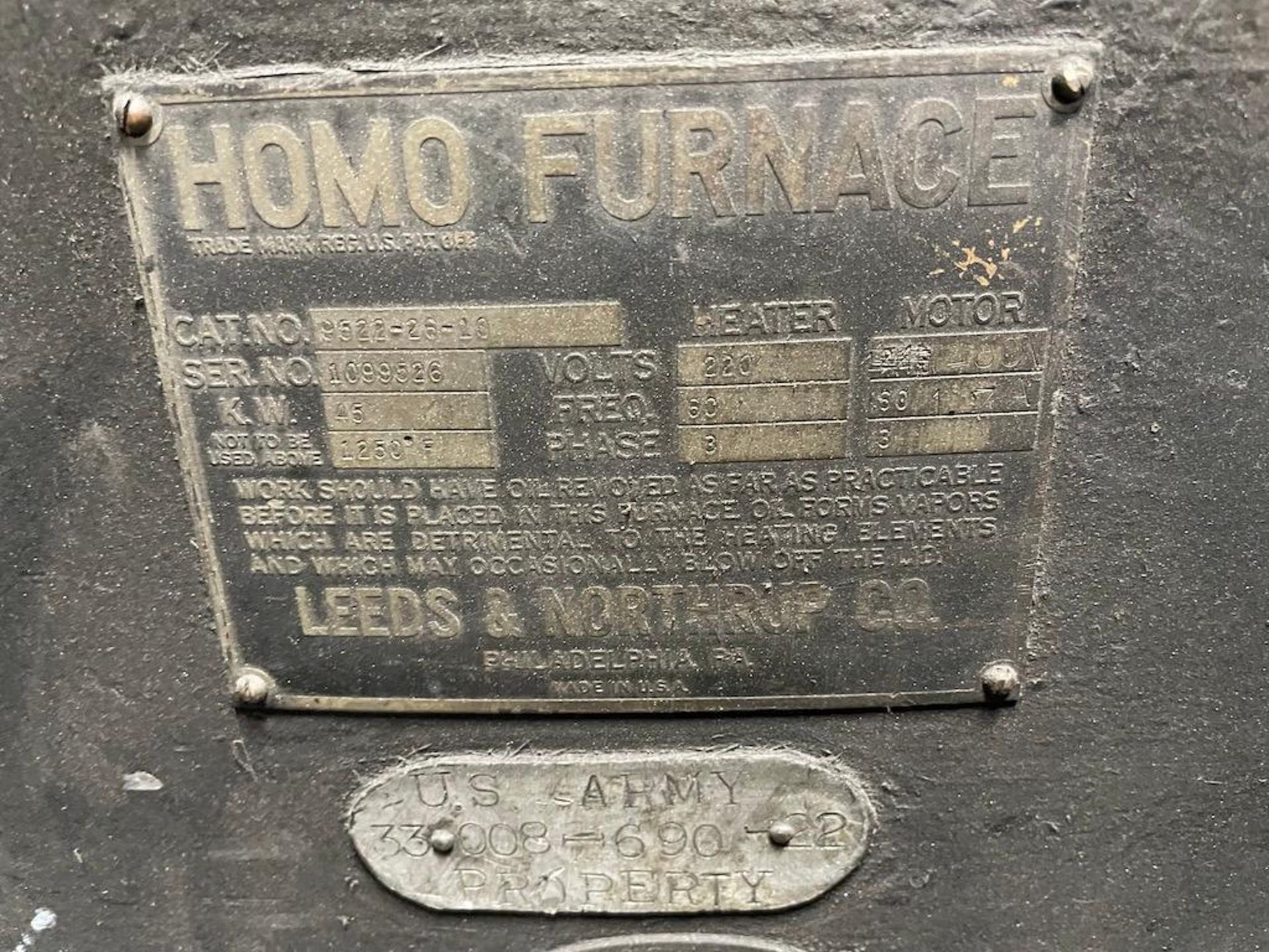 Leeds & Northrup Homo Furnace, Basket Capacity Approx. 24" Dia X 35" Deep, Catalogue No 9522-26-10, - Image 10 of 11