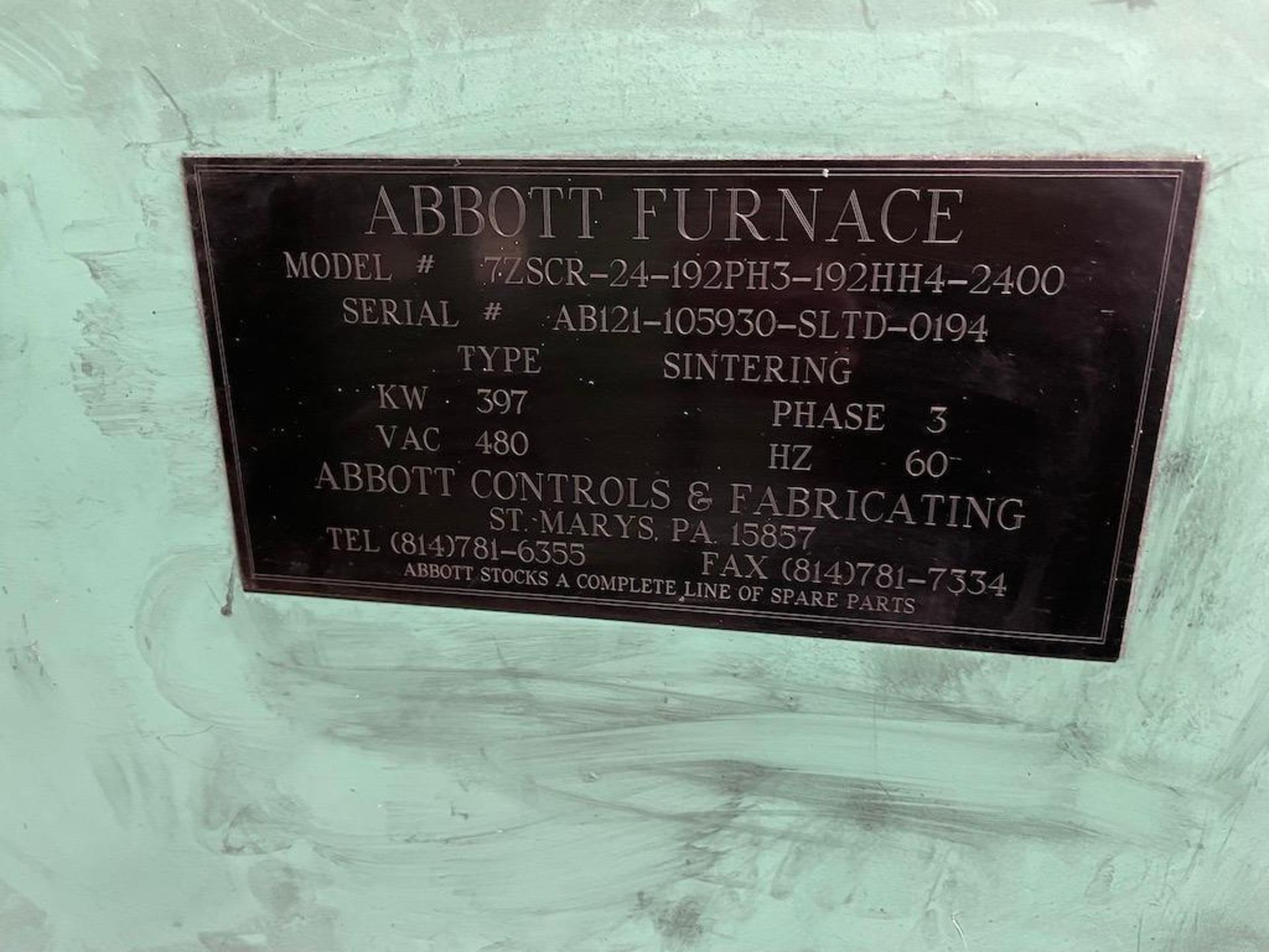 Abbott Electric Belt Sintering Furnace, Model 7ZSCR-24-192 PH3-192 HH4-2400, 24" Belt, 5.5" Over Bel - Image 18 of 20