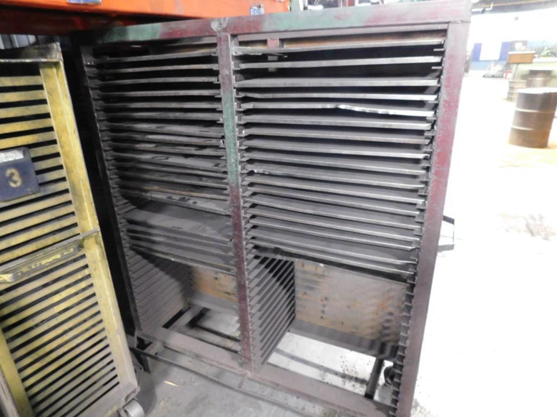 LOT: (4) Rolling Steel Parts Tray Carts, 65" x 17" at top, 65" x 23" at bottom, 64" tall - Image 2 of 2