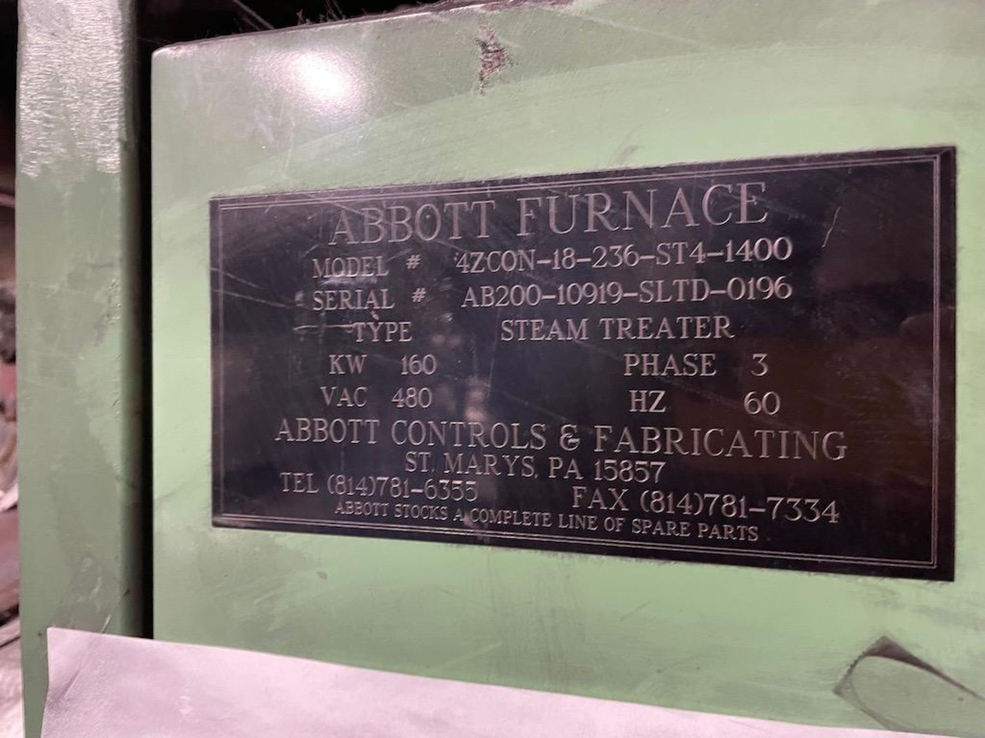 Abbott Continuous Steam Treat Furnace, Model 4ZCON-18-236-ST4-1400, 160kw, 480v, 1150 Deg. F. Workin - Image 14 of 16