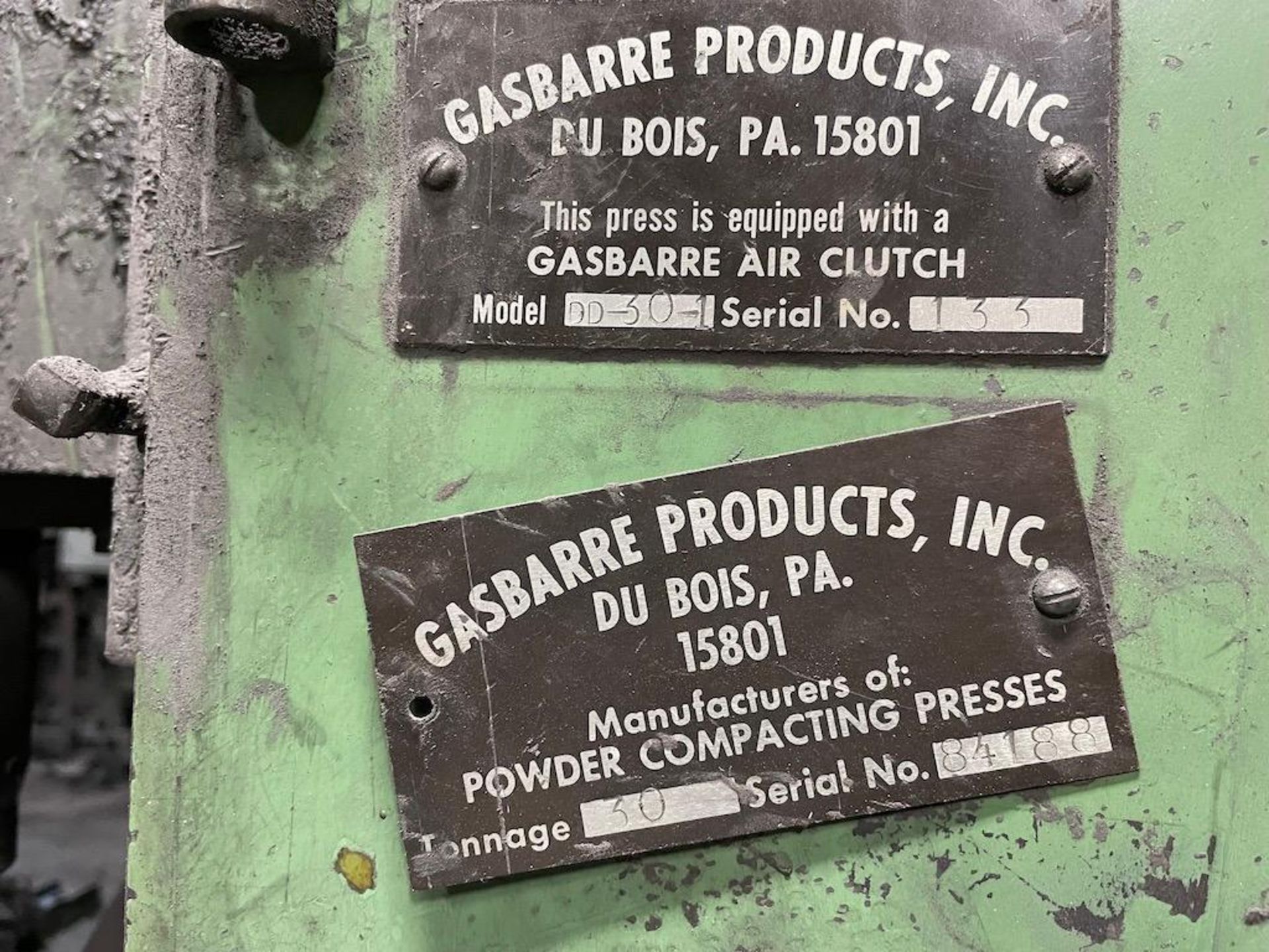 Gasbarre 30 Ton Powder Compacting Press, 5" Stroke, 3-1/4" Fill, 1-1/2" Die Table Float, 8-50 SPM, S - Image 14 of 14