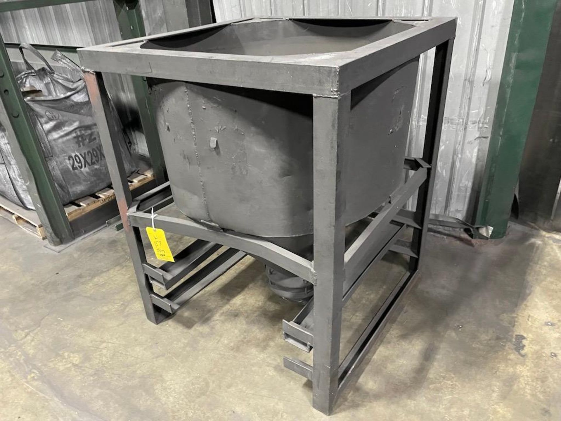 LOT: (5) Stainless Steel Tote Bins w/Cone Bottom, Butterfly Valve, Steel Frame Structure Approx. 36" - Image 4 of 4