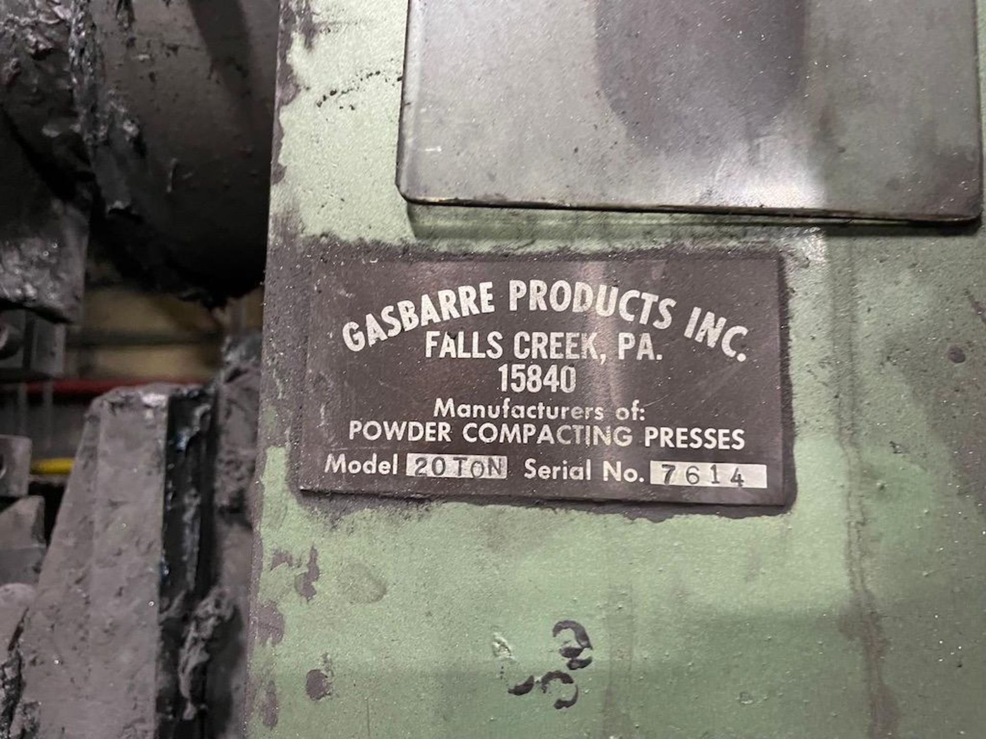 Gasbarre 20 Ton Powder Compacting Press, 4.5" Stroke, 3-1/4" Fill, 1-1/2" Die Table Float, 8-50 SPM, - Image 10 of 10