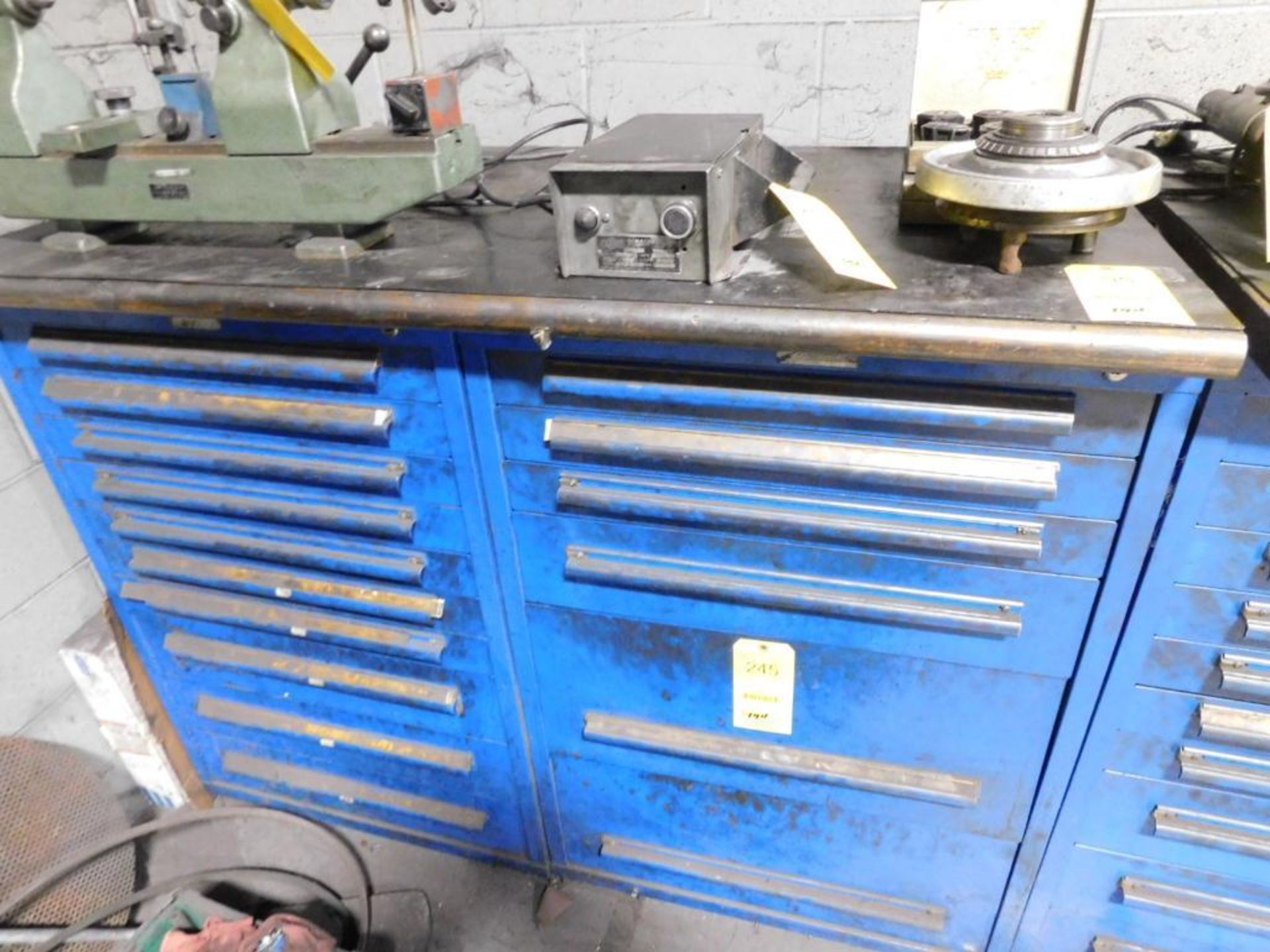 LOT: (2) Equipto Tooling Cabinets w/Maple Top & Misc. Contents