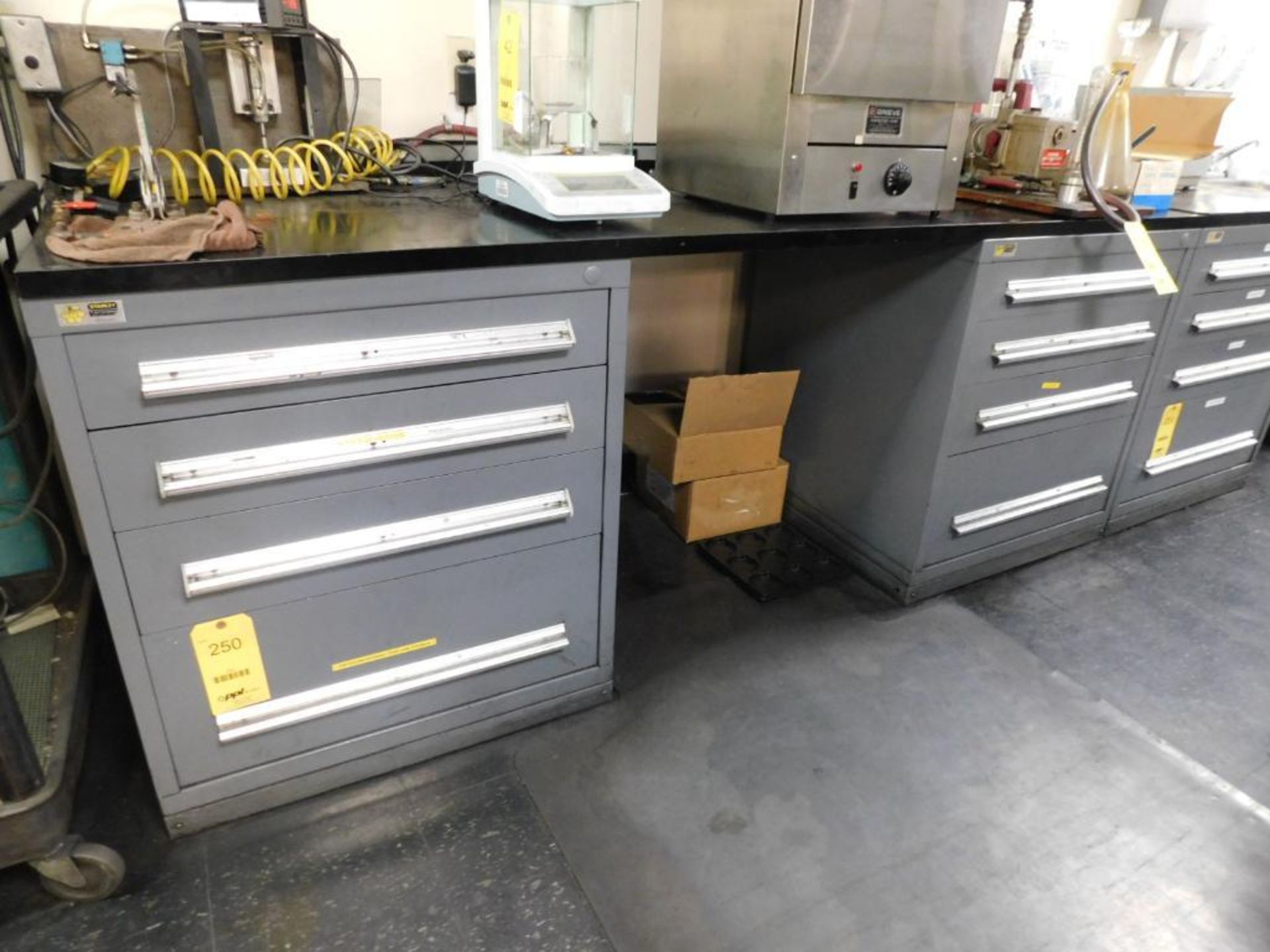 LOT: (2) Vidmar Cabinets w/Top and Contents of Misc. Parts