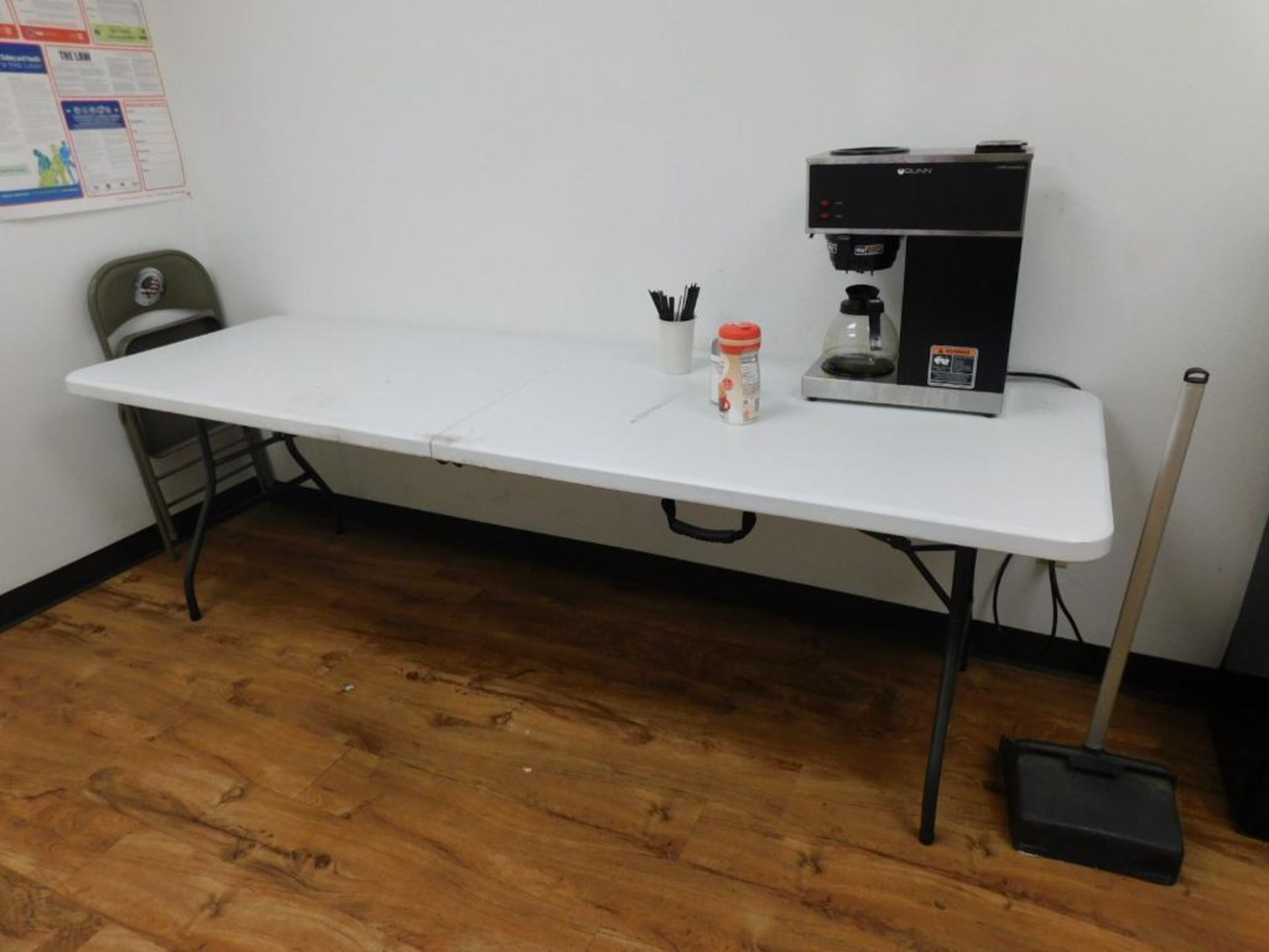 LOT: Contents of Kitchen: Microwave, Coffee Maker, Whirlpool Refrigerator, 8' Cosco Folding Table, K