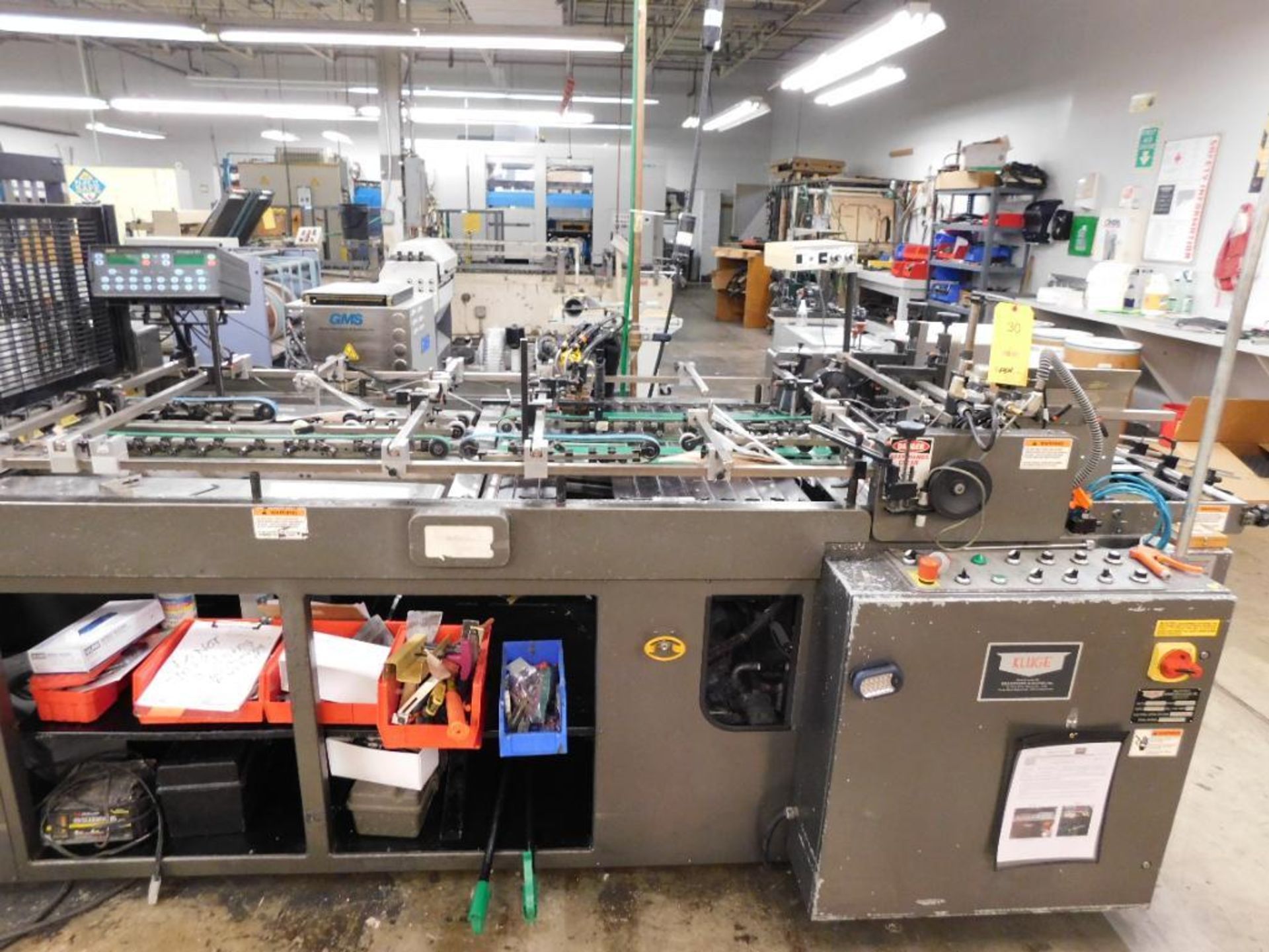 LOT: Kluge OmniFold Folder Gluer, S/N 9285 w/Kluge Friction Feeder & Tipping Plate & GMS Microglue H - Image 3 of 16