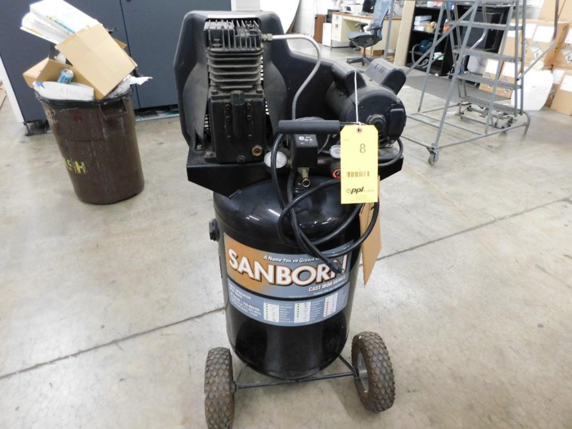 Sanborn 1.9 HP Vertical Tank Mounted Compressor, Model SL1983054 - DELAYED REMOVAL, CONTACT SITE MAN