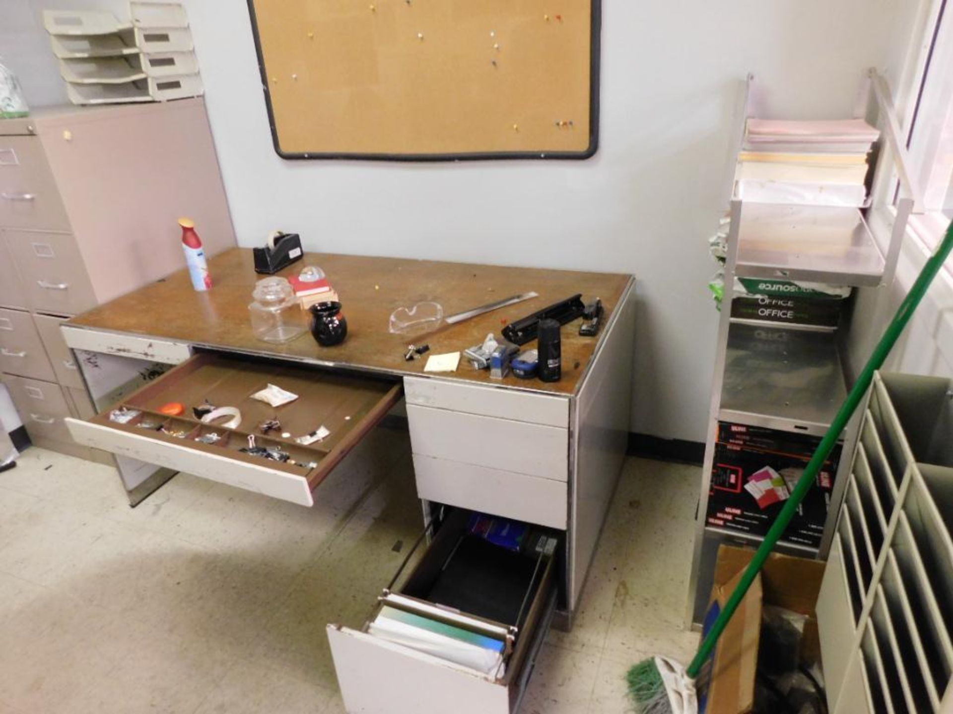 LOT: Contents of Office: Steel Cabinets, (2) Desks, File Cabinets, Assorted Hand Tools, Safety Suppl - Image 2 of 6