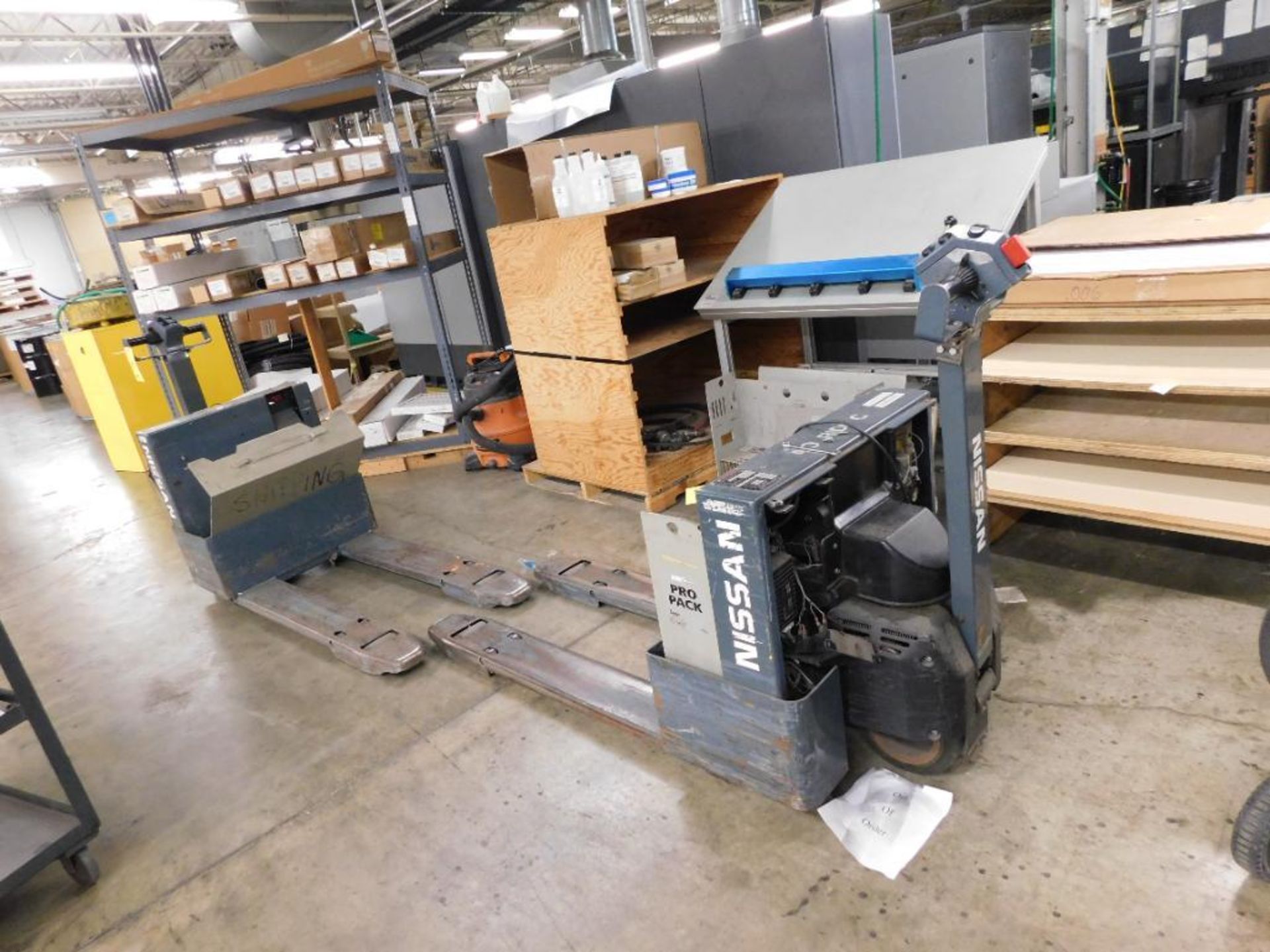 LOT: (2) Repairable Nissan EWPN45 Electric Walk Behind Pallet Jacks, 4500 lb. cap., AS, IS