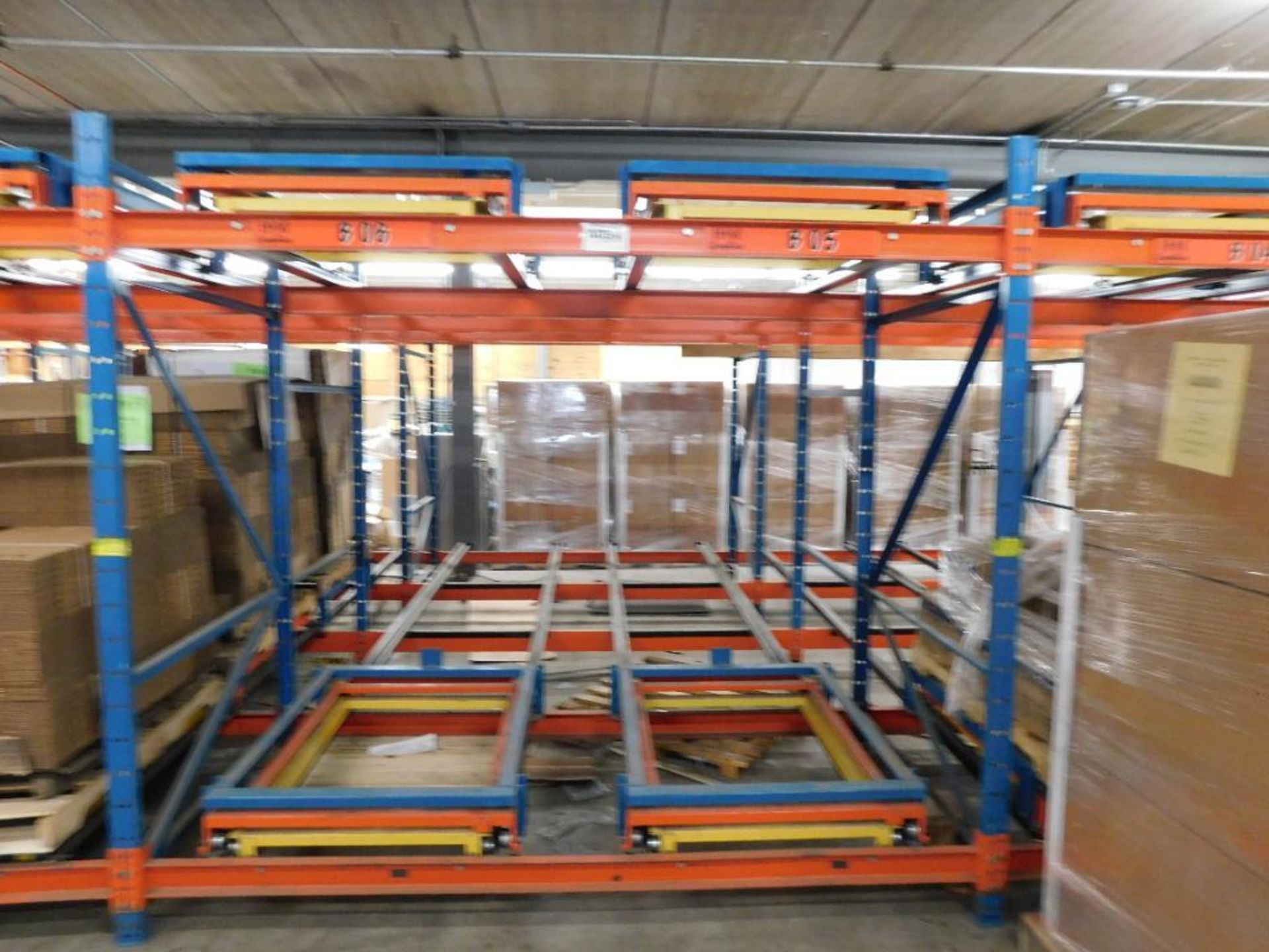 LOT: (10) Sections Steel King Pushback Racking (4) Pallets Deep (2) Tier Rolling Racks, 8' height, 1 - Image 2 of 5