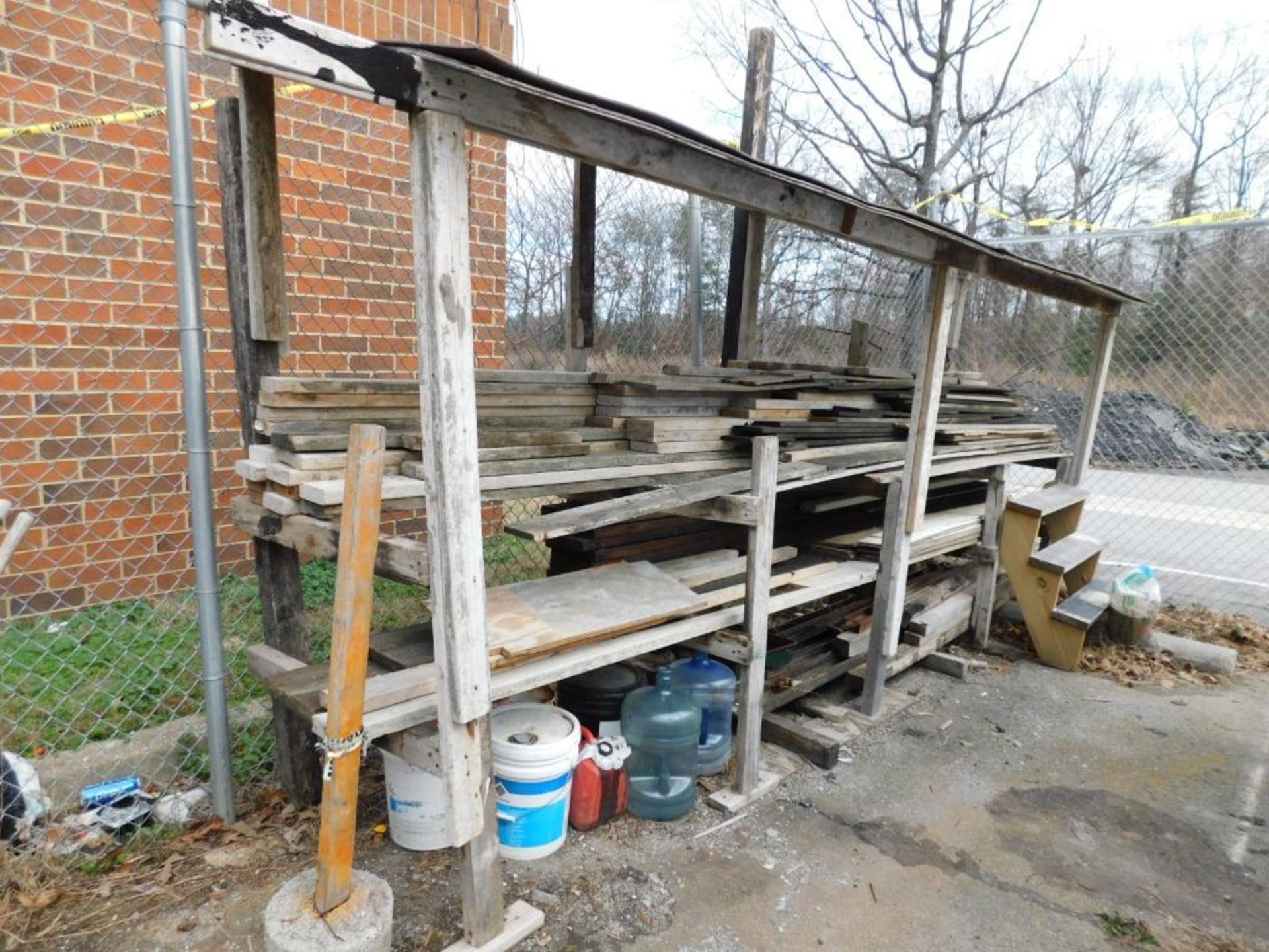 LOT: Contents of Outside Cage: (1) Section of Teardrop Pallet Racking, Assorted Wood, Metal Tubes, C - Image 17 of 17