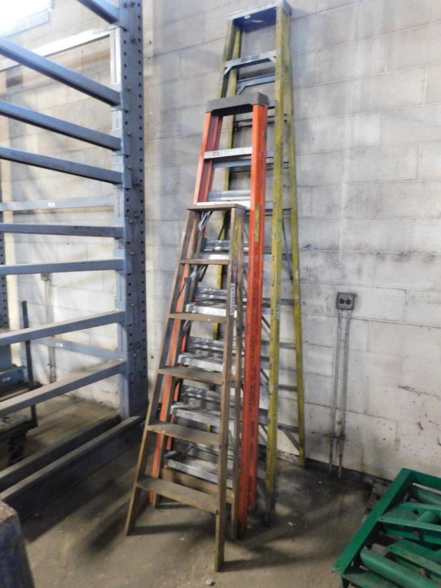 LOT: (1) 10' Werner FB "A" Frame Ladder, (1) 8' FB "A" Frame Ladder, (1) 6' Werner Wood "A" Frame La