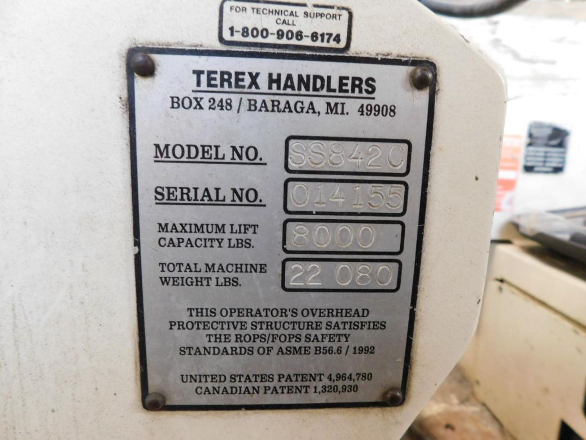 Terex SS840 Telescopic Forklift, 4' Forks, 8,000 Lb. Capacity, S/N 014155, 3,395 Indicated Hours (LO - Image 15 of 15