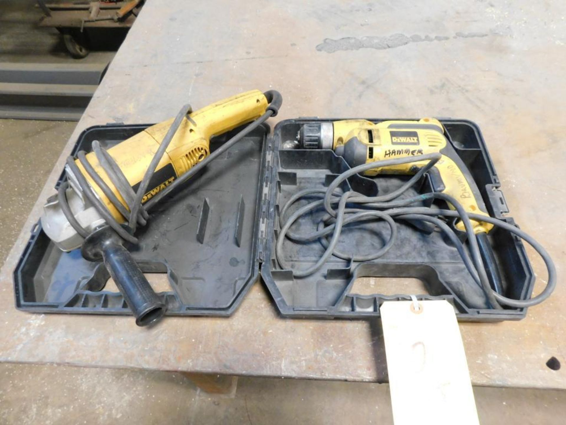 LOT: (1) Dewalt Angle Grinder, (1) Dewalt Drill, case